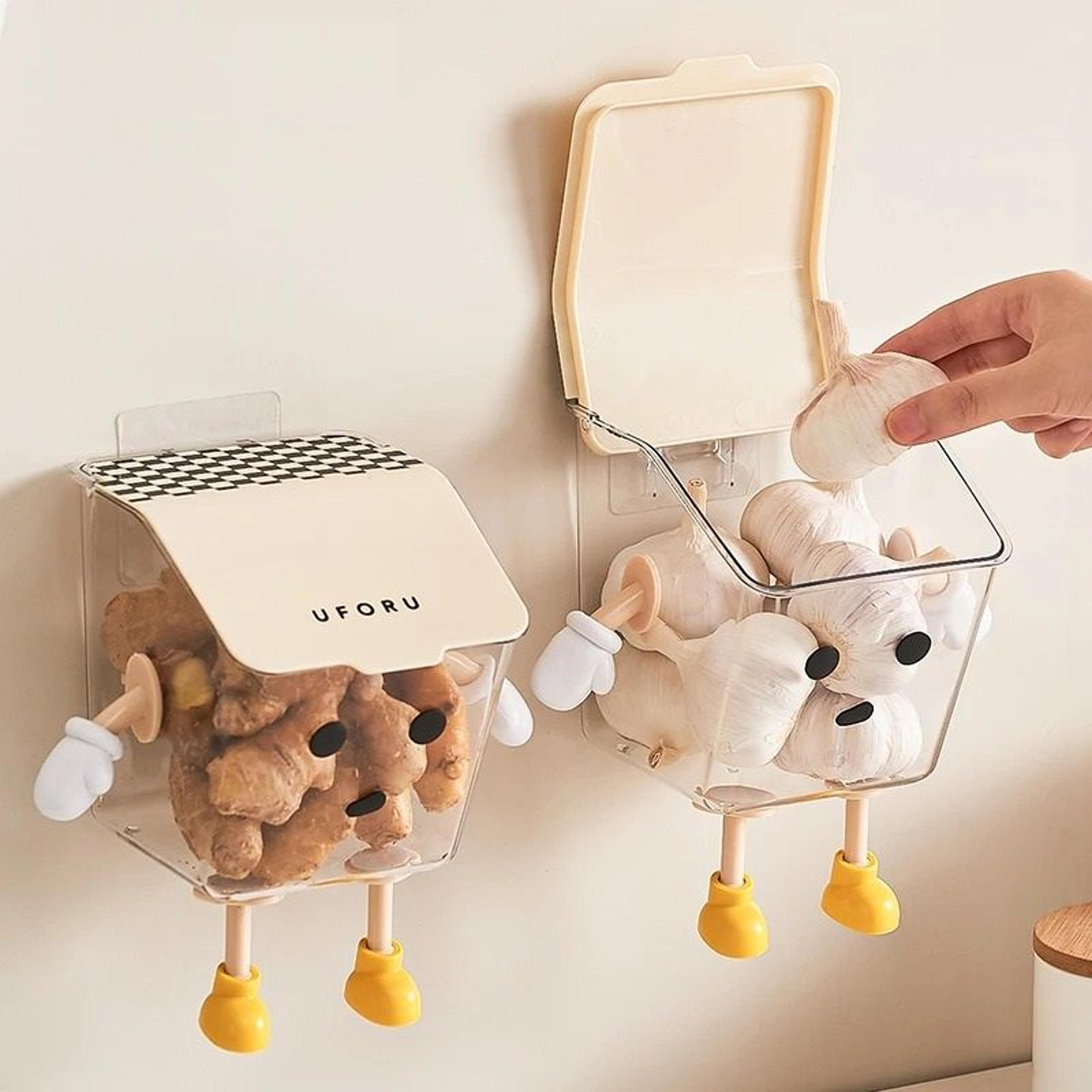 wall-mounted garlic & onion storage basket