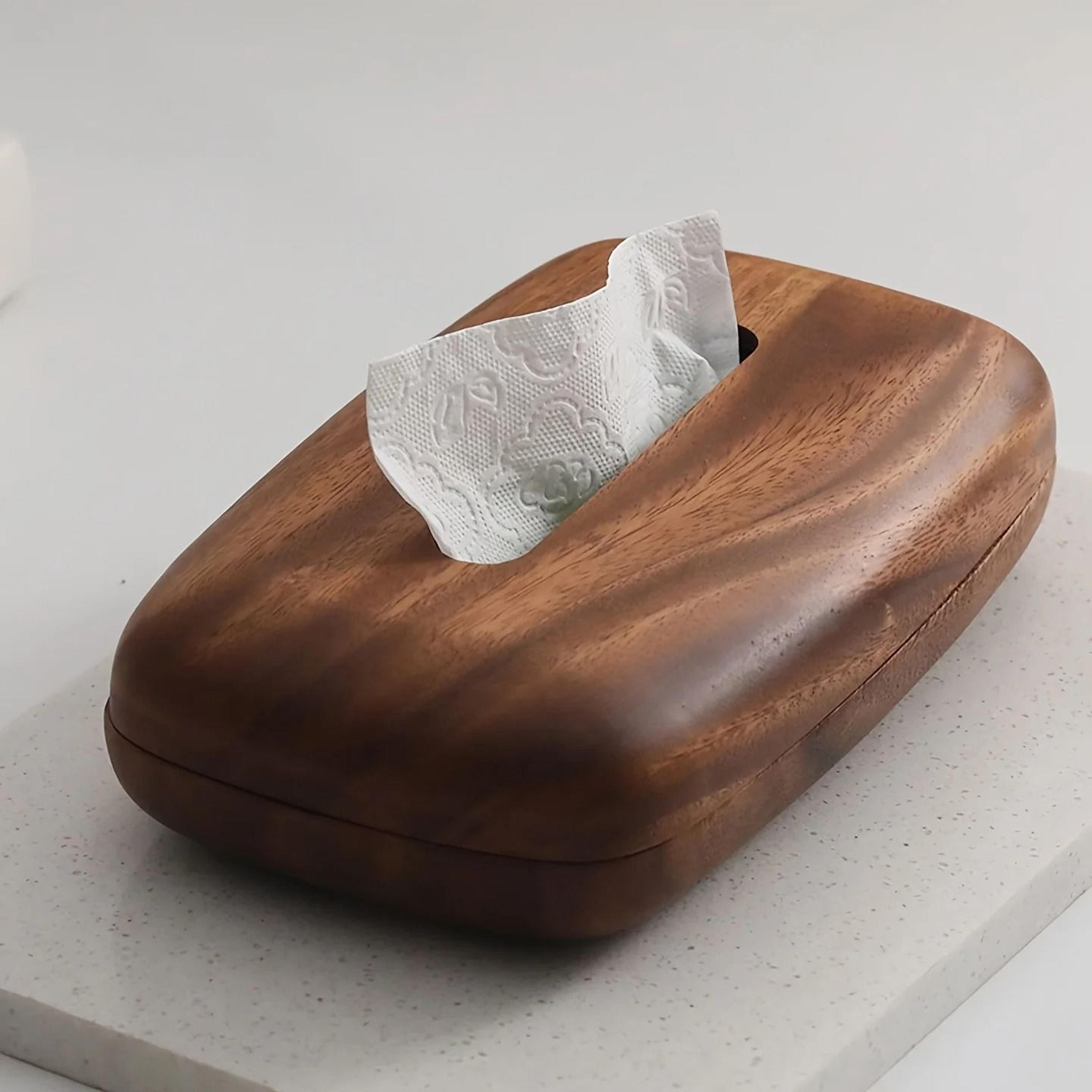 walnut wood tissue box cover modern decorative tissue holder