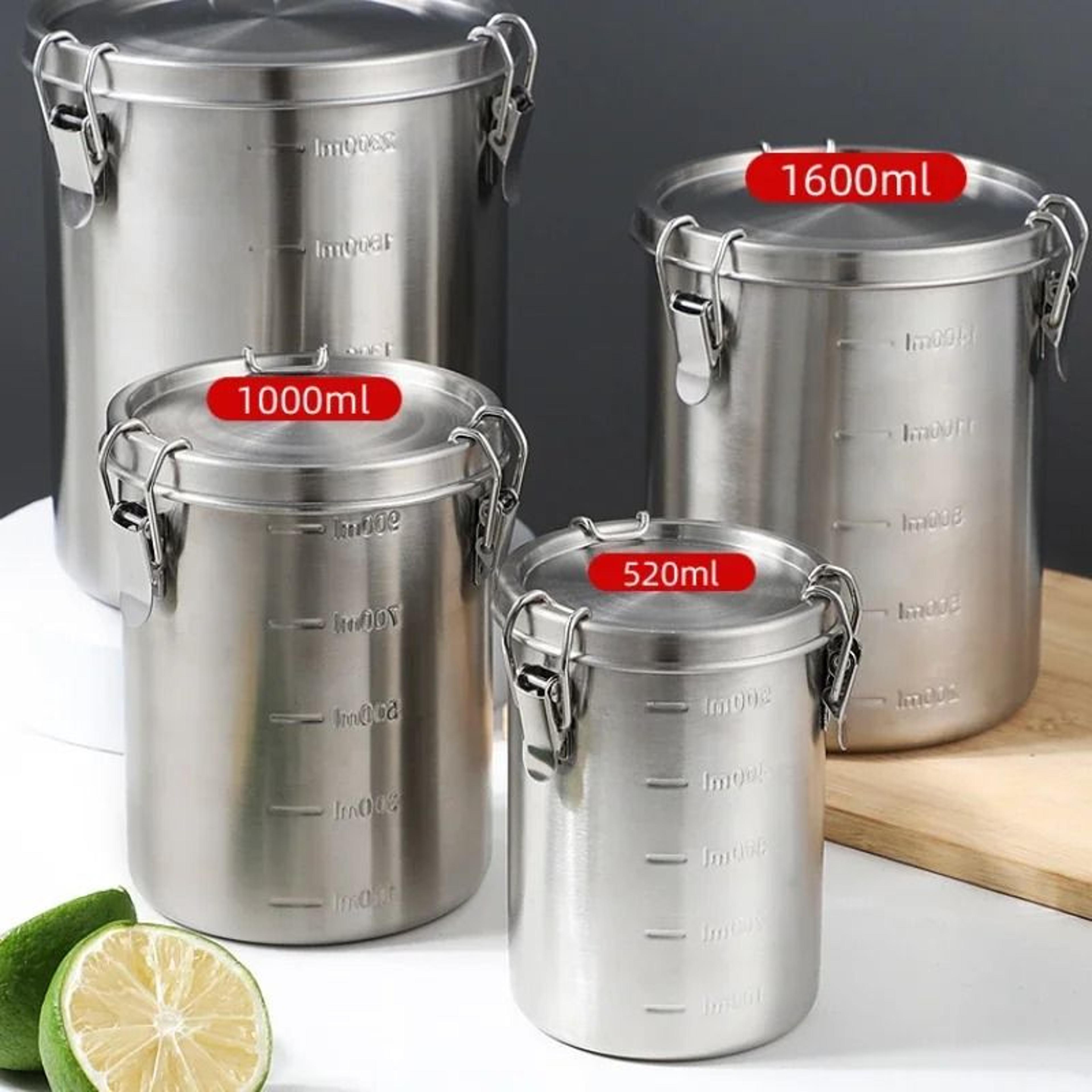 airtight stainless steel food storage canister coffee bean and grain container