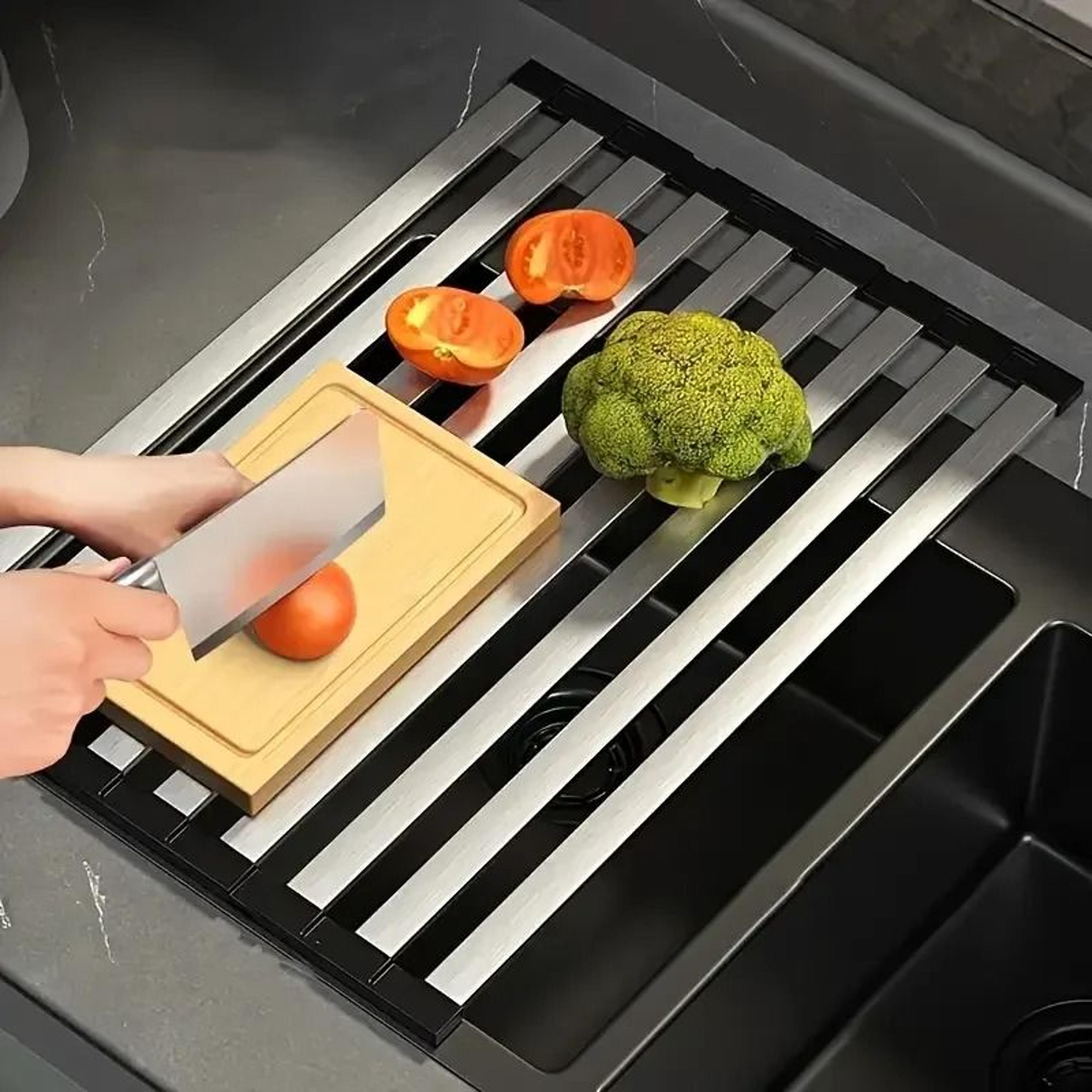 304 stainless steel roll up dish drying rack foldable sink drainer