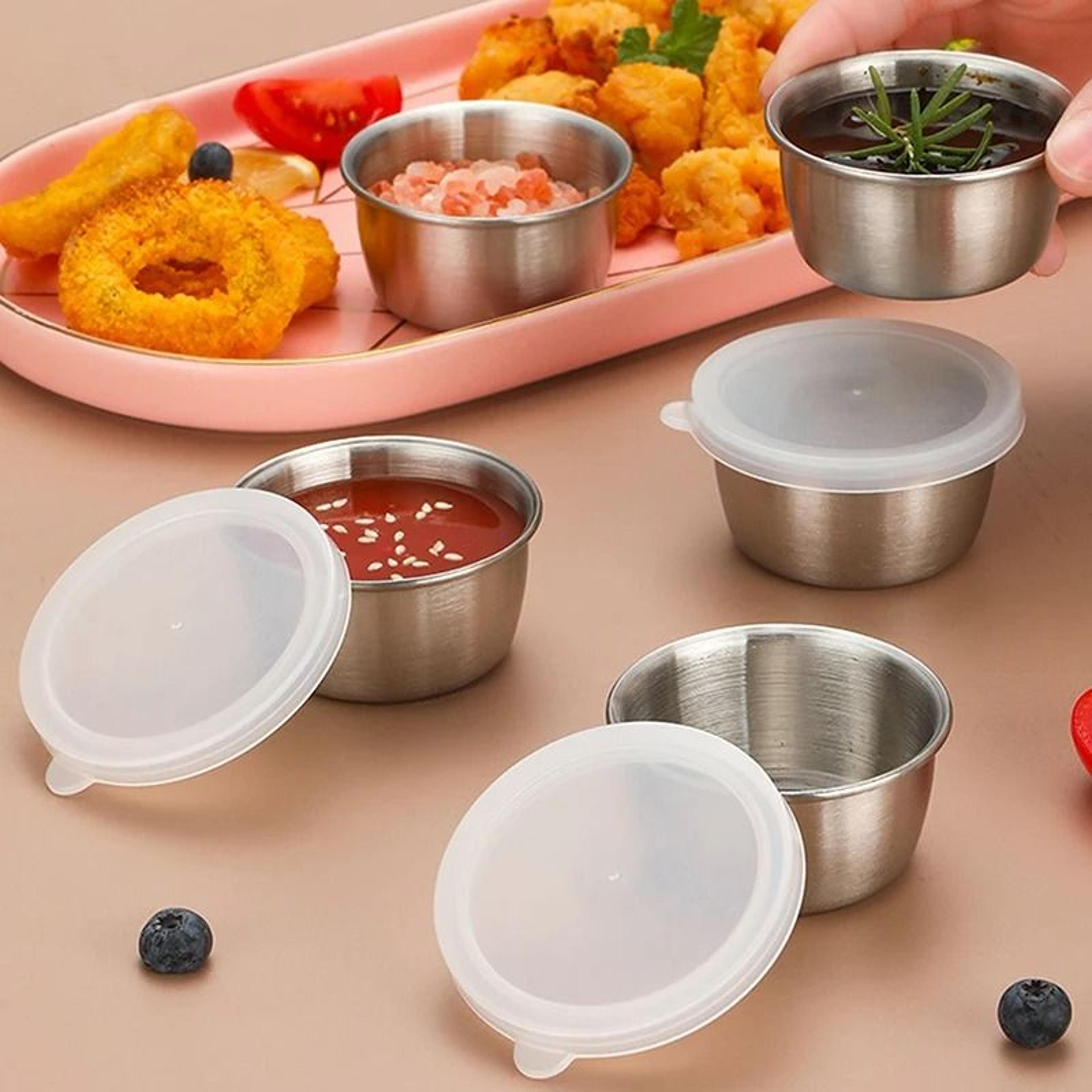 stainless steel sauce containers with leakproof lids portable dressing cups set