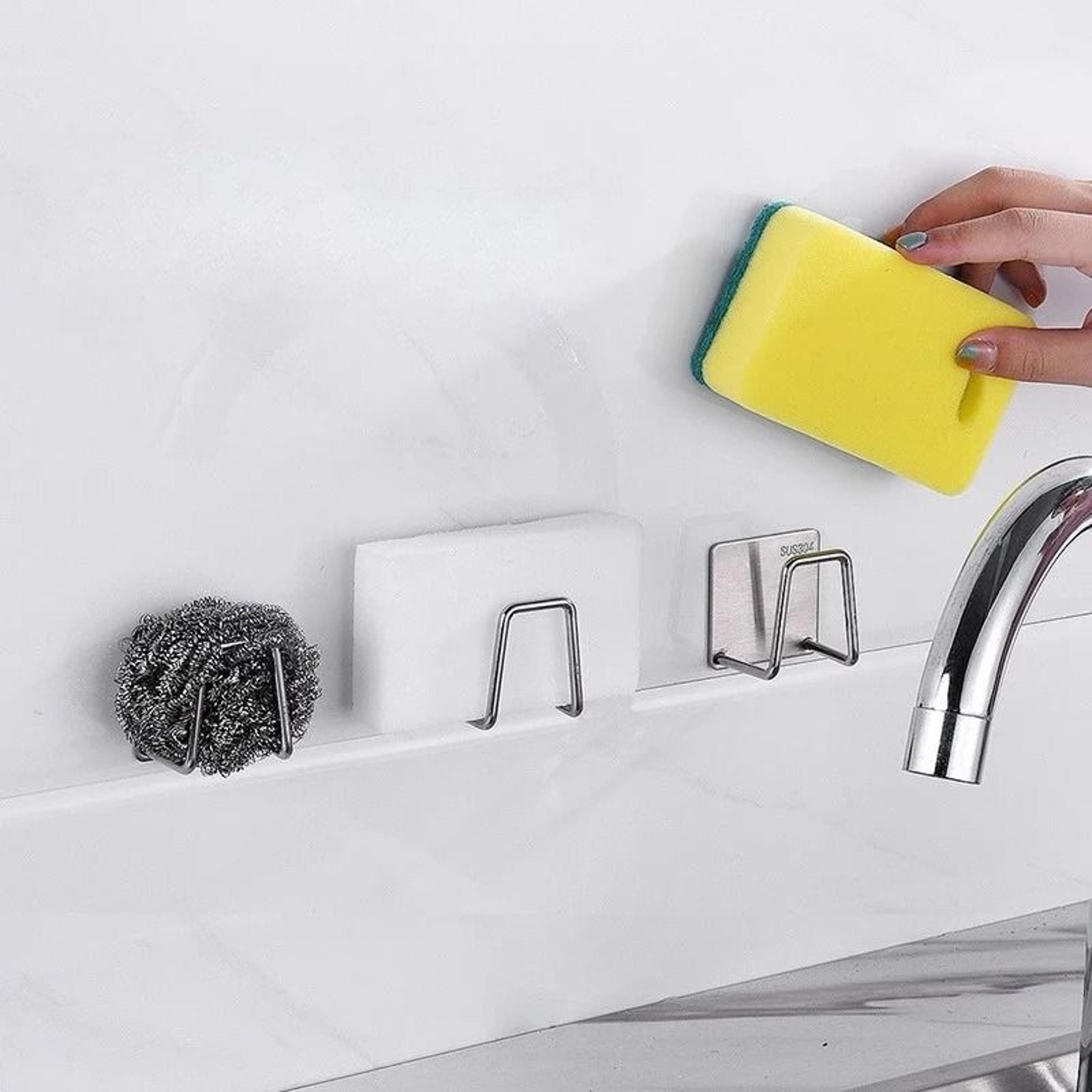 wall mounted sink organizer rack sponge holder and cutting board storage shelf