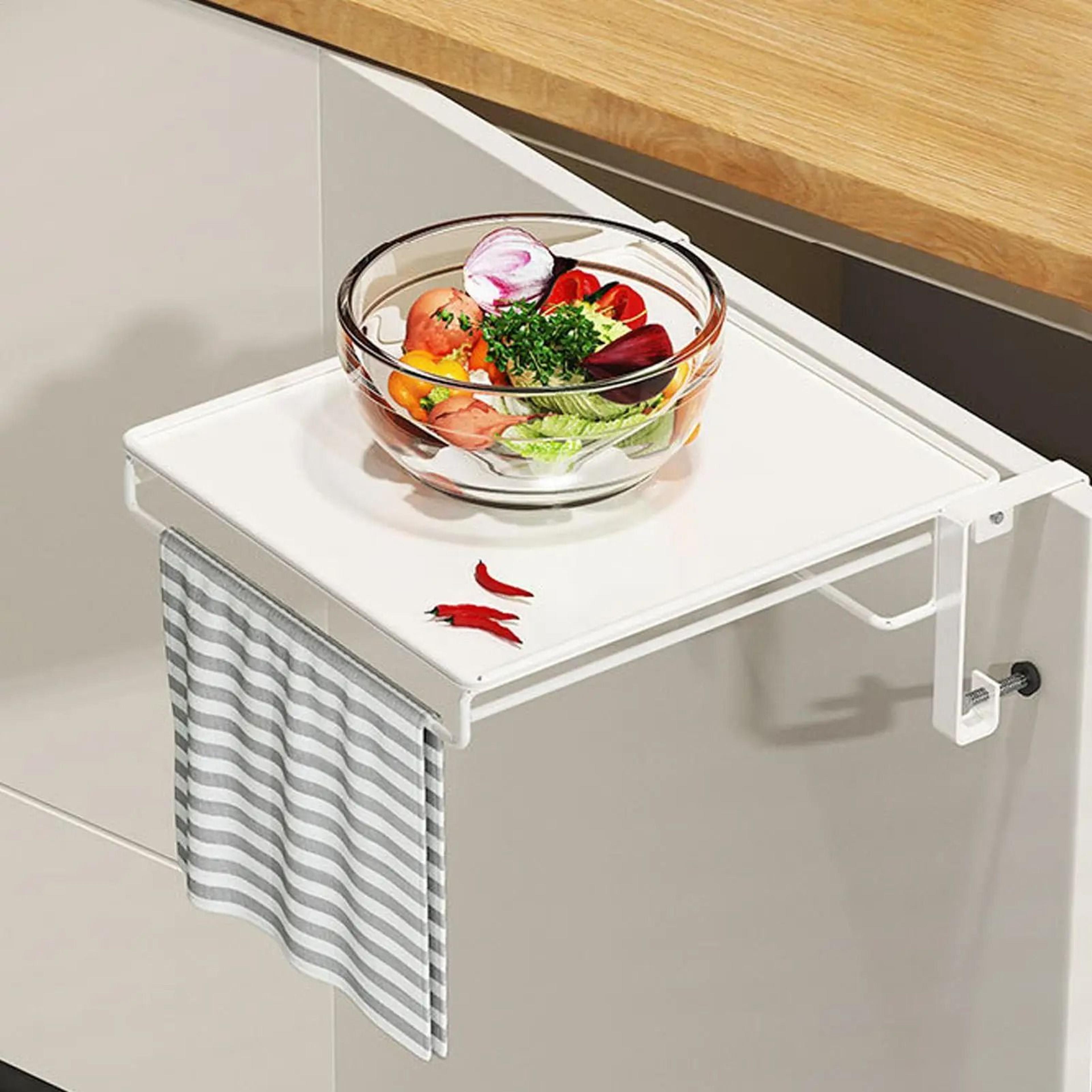 stainless steel foldable shelf organizer space-saving cabinet door and countertop storage rack