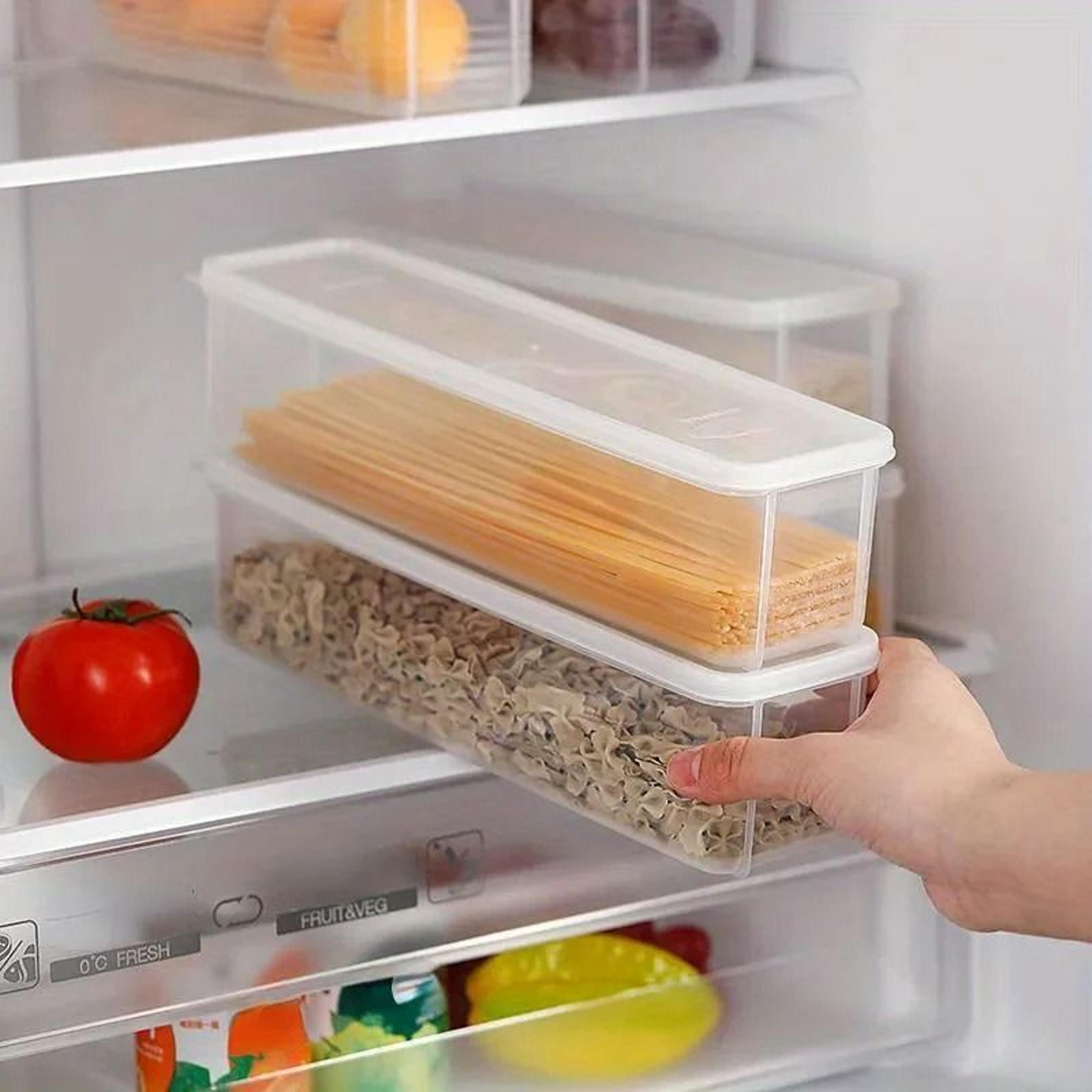stackable spaghetti storage container with lid for pasta, noodles & dry food storage
