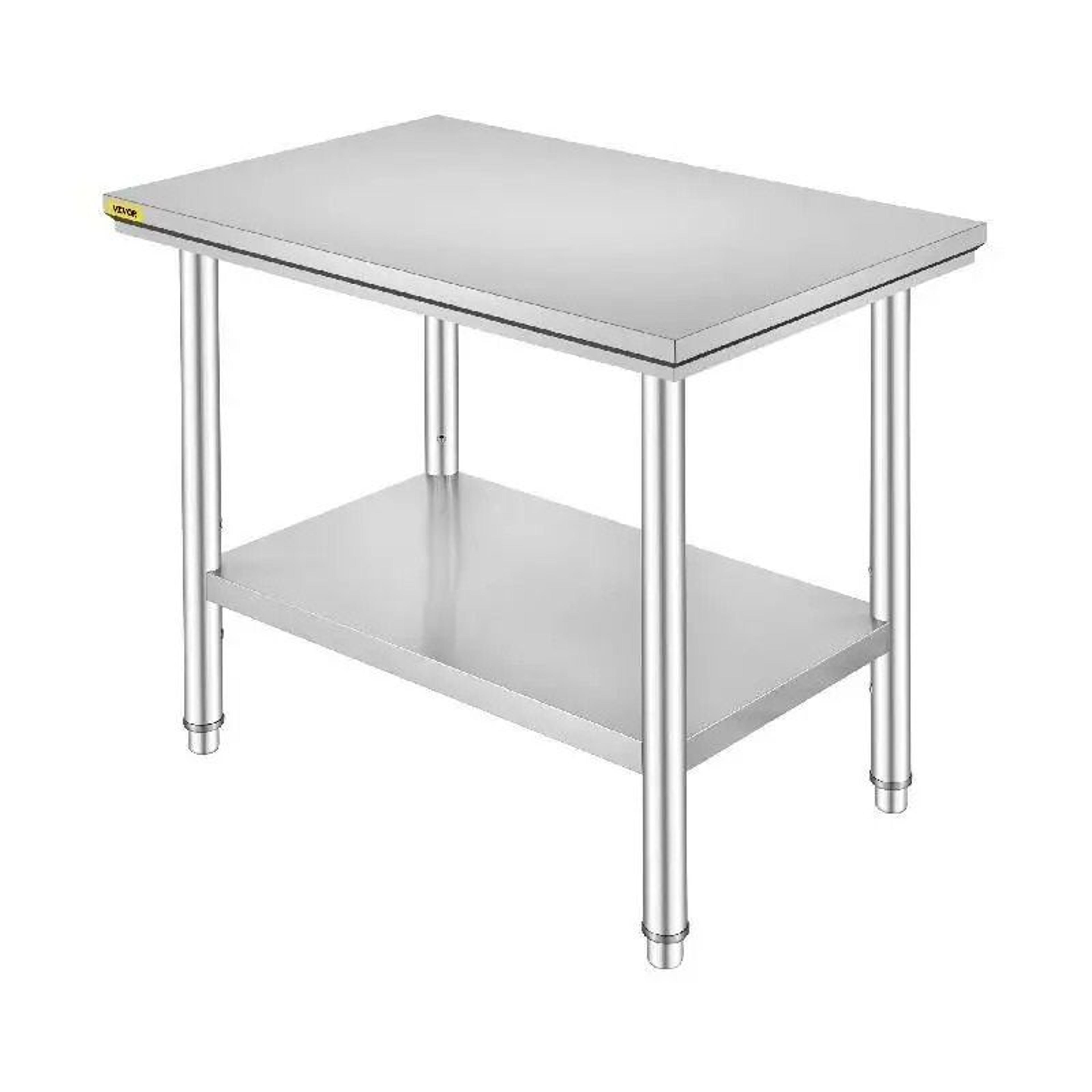 heavy duty stainless steel work table with undershelf for kitchen, restaurant & garage
