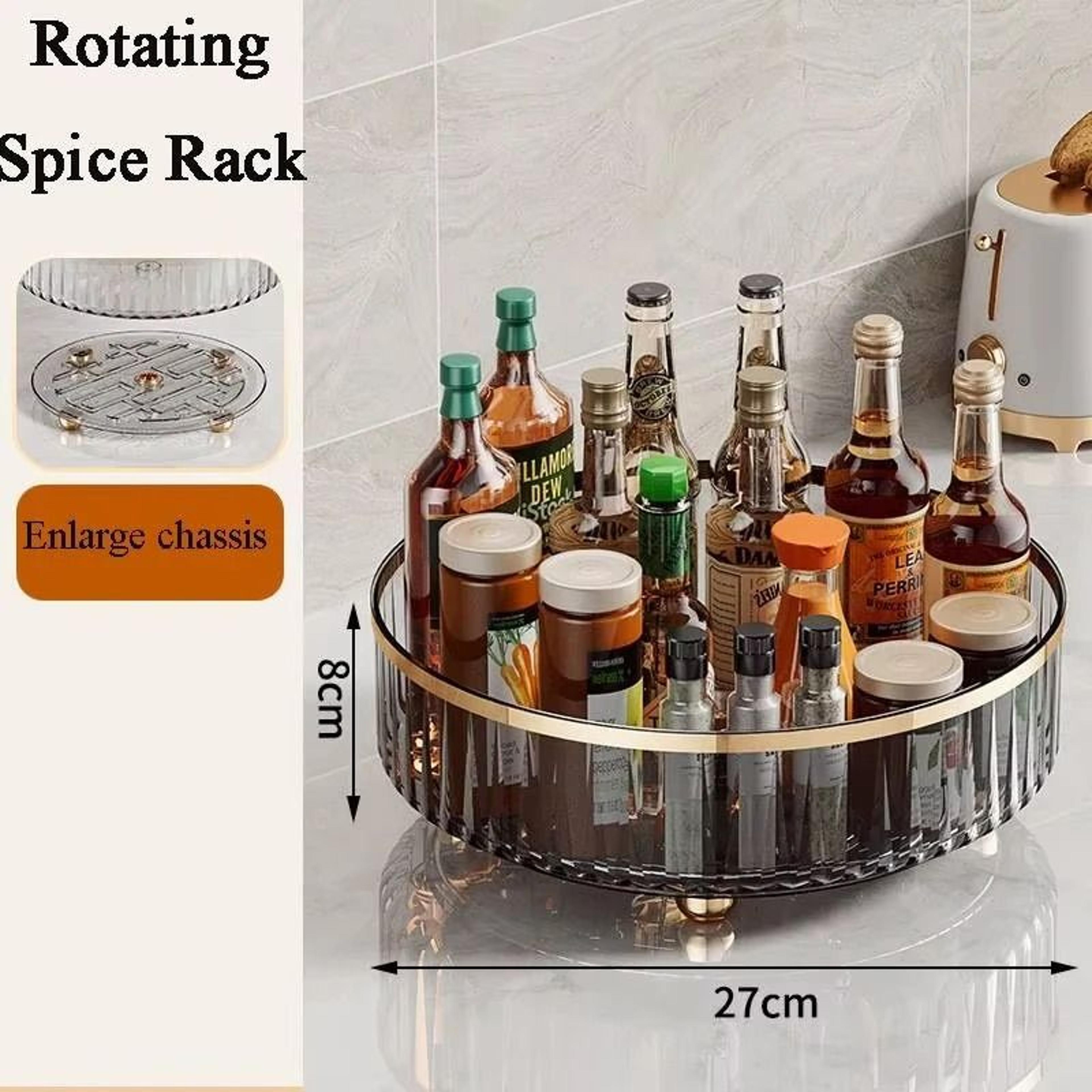 360° rotating spice rack organizer turntable for kitchen cabinets, countertops & pantry storage