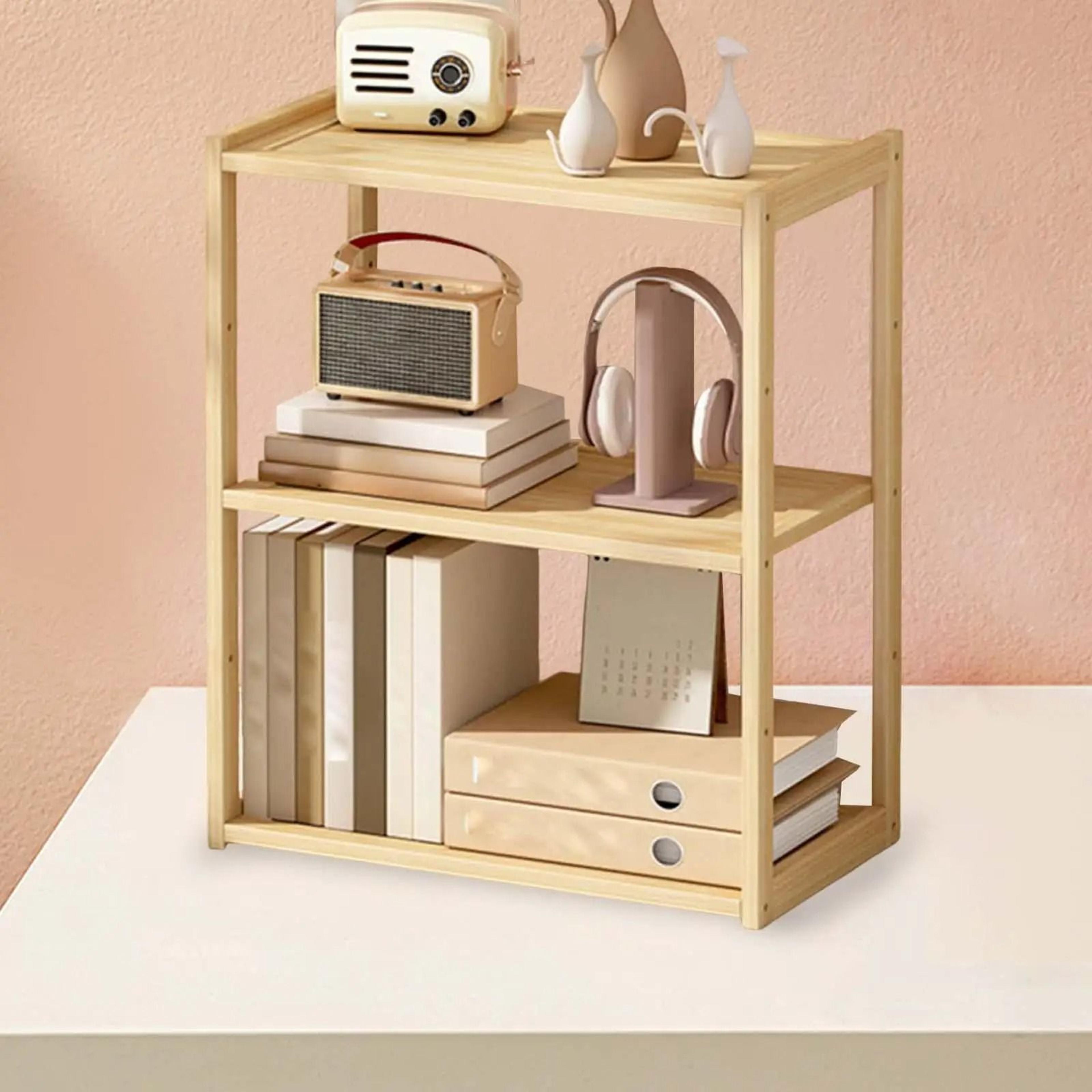 3 tier wooden countertop storage shelf for kitchen, office & home organization