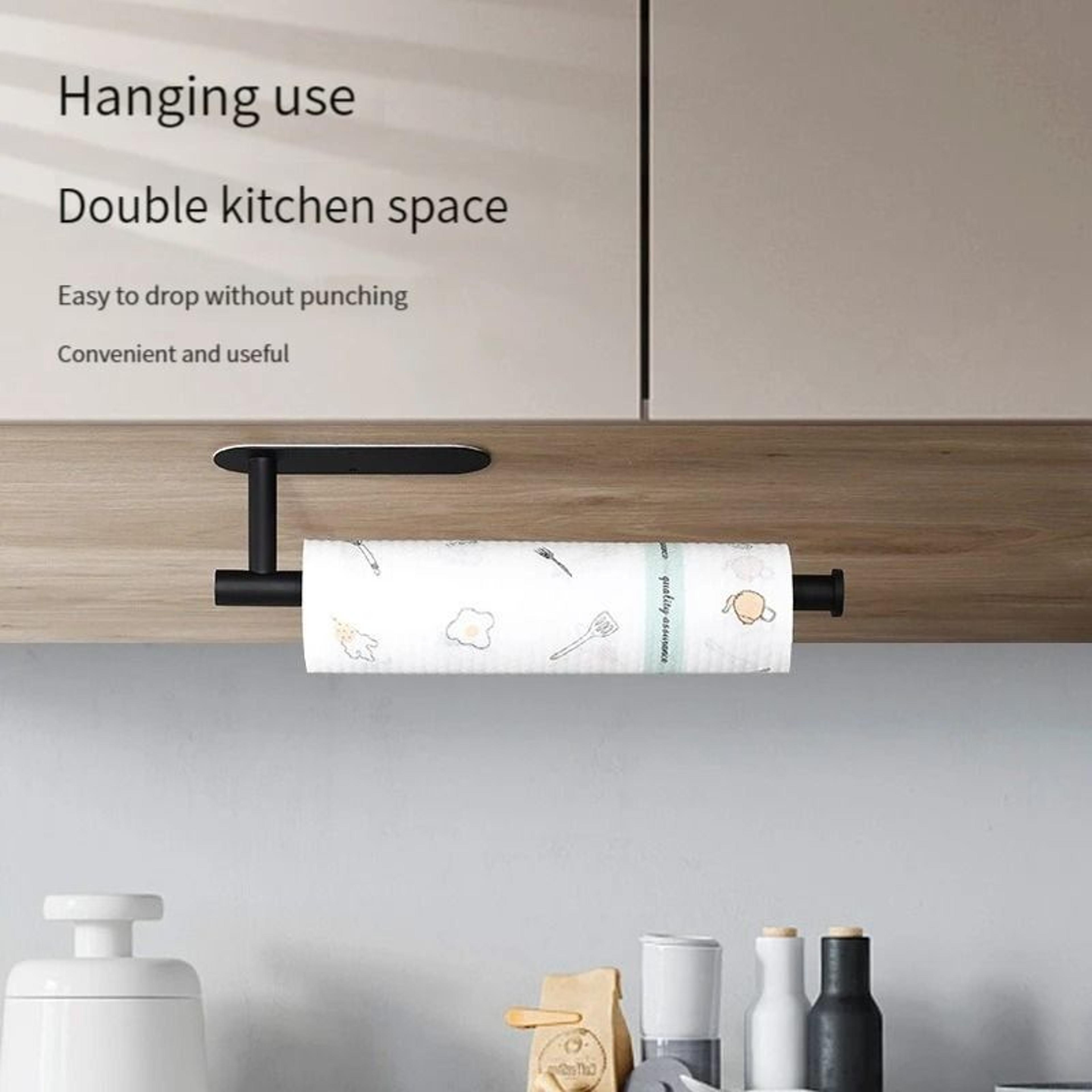 wall mounted paper towel holder for kitchen rolls, cling film & bathroom storage