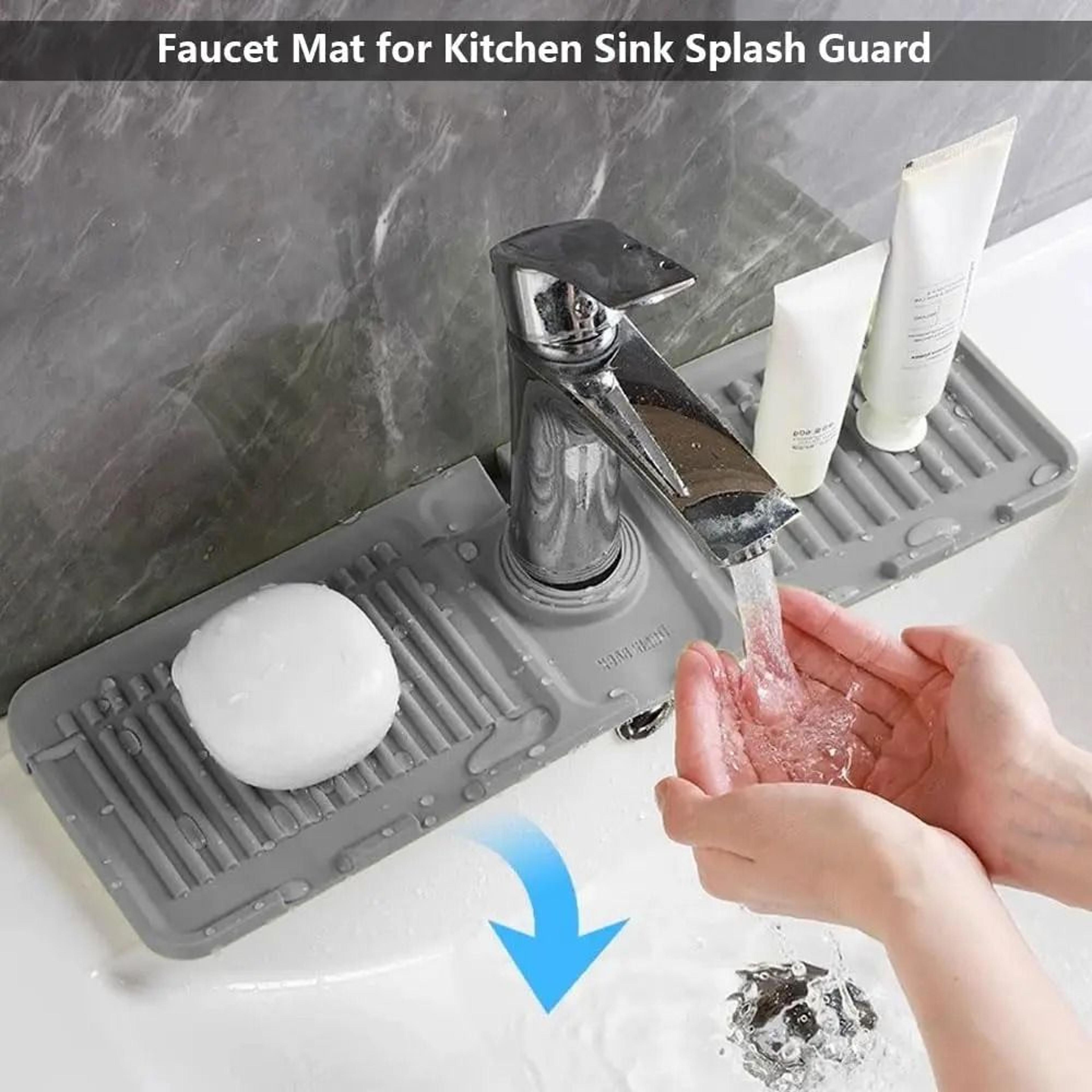 silicone faucet splash guard & sink drying mat for kitchen counter protection