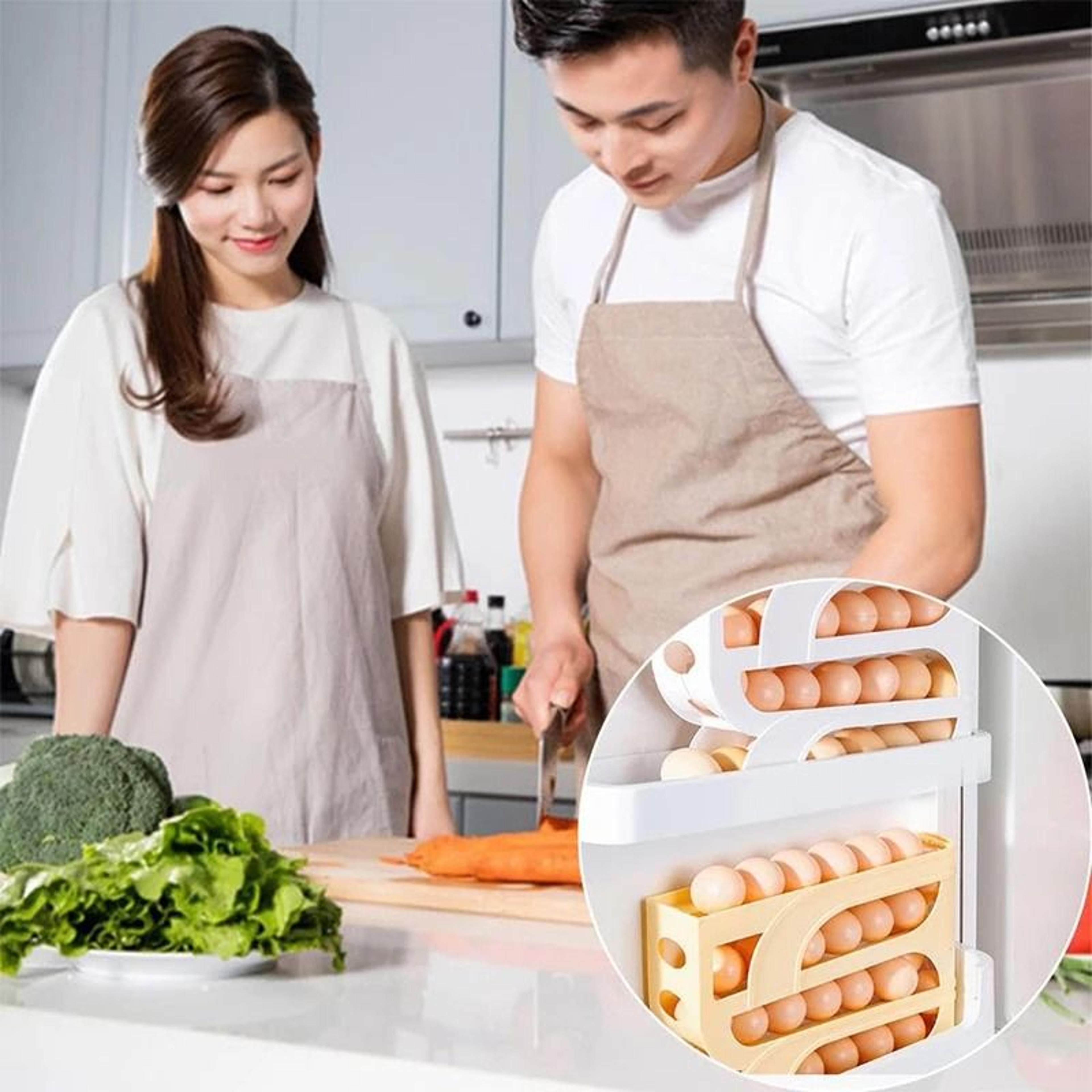 3 tier rolling egg storage organizer for refrigerator holds up to 30 eggs