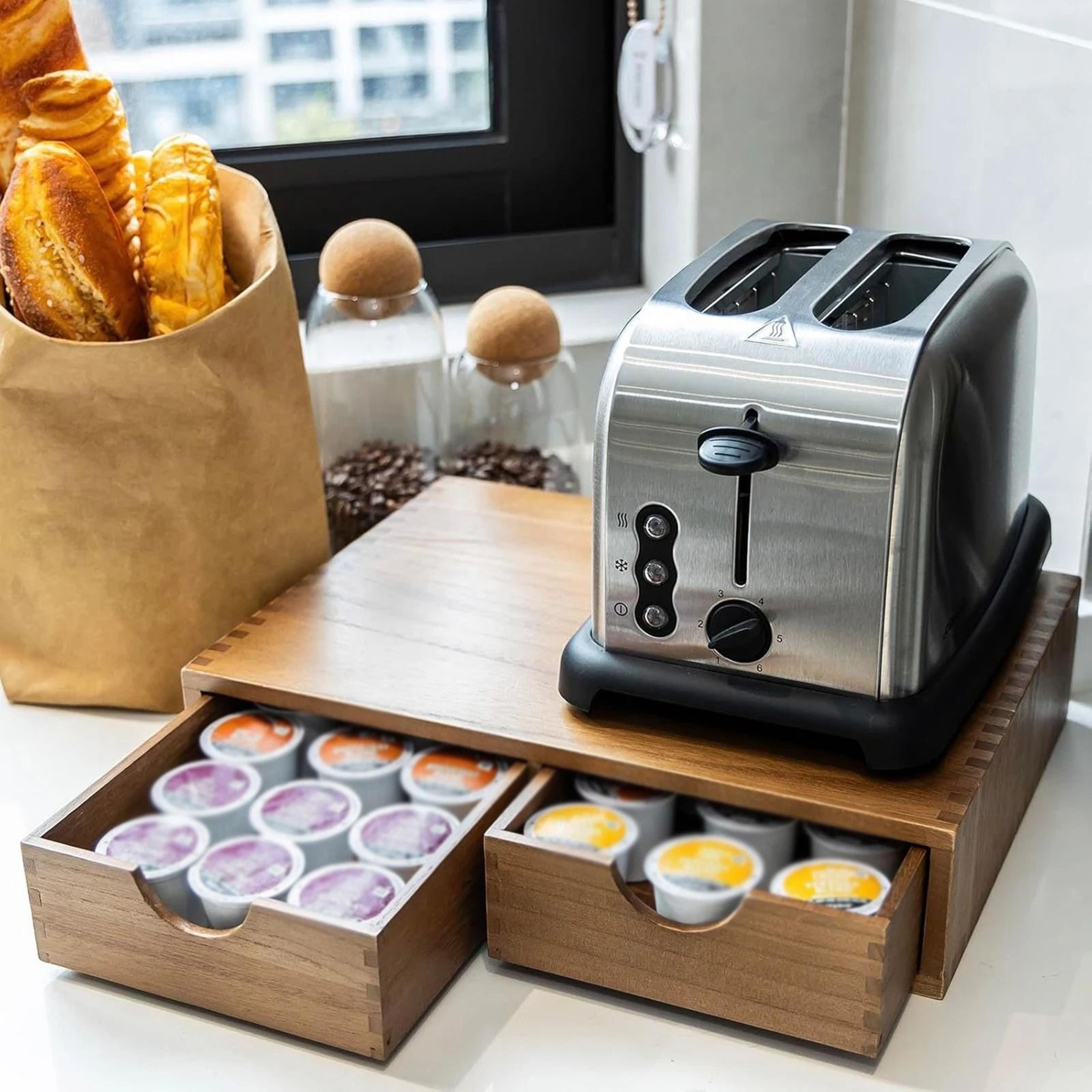 wooden coffee pod drawer organizer tea bag storage box for coffee station