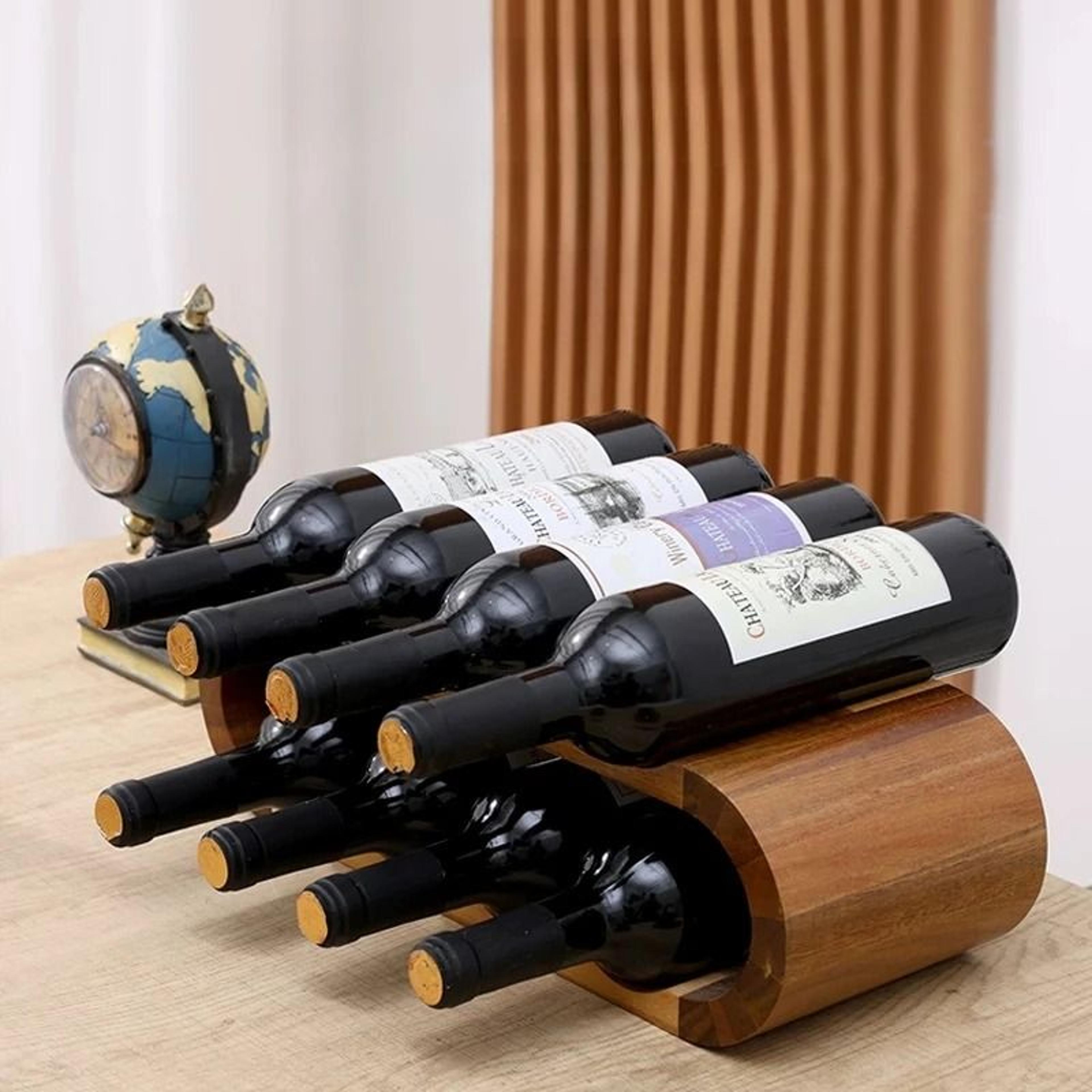 wooden double layer wine rack solid wood countertop wine bottle storage display stand