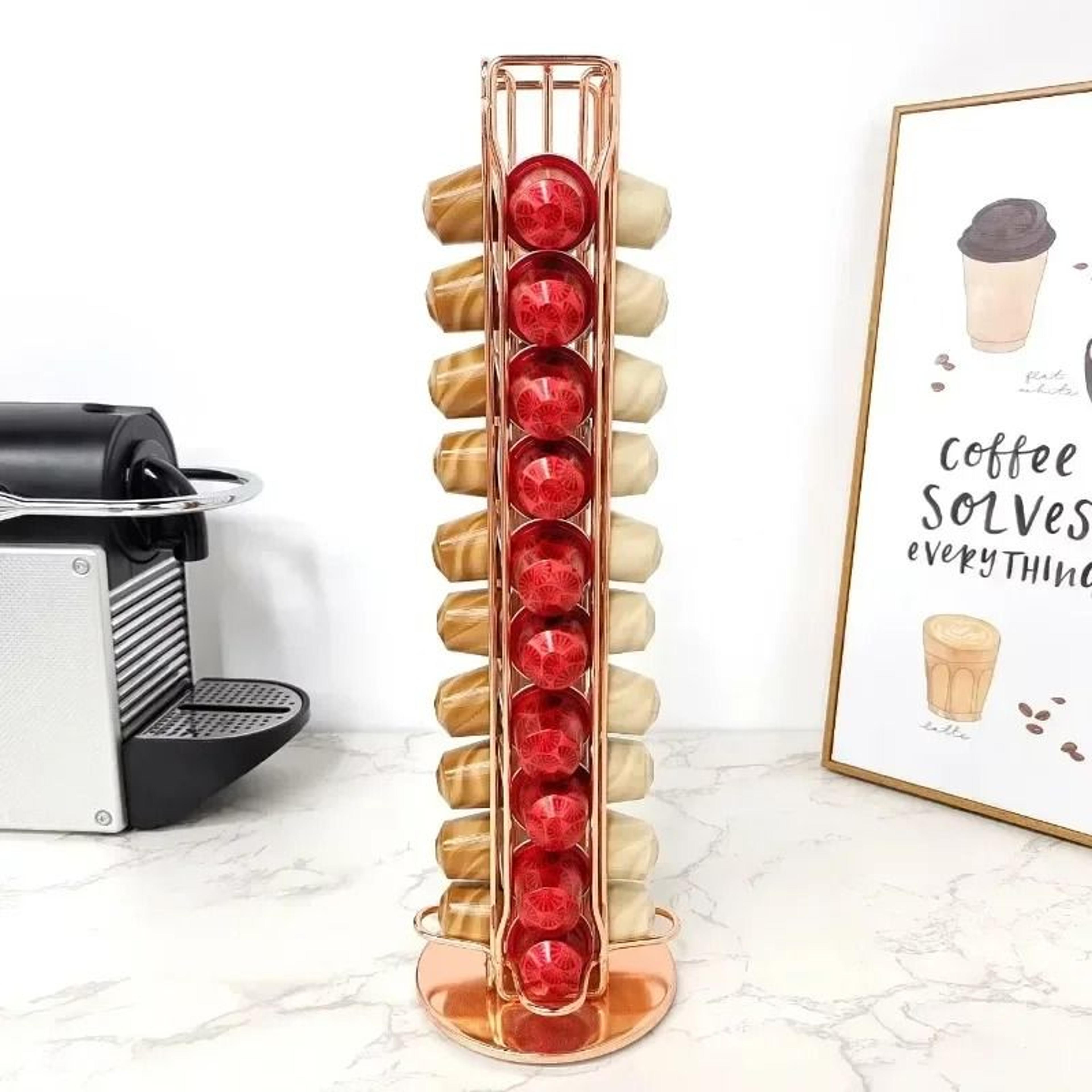 rotating coffee pod holder for 40 nespresso compatible capsules metal coffee capsule storage rack
