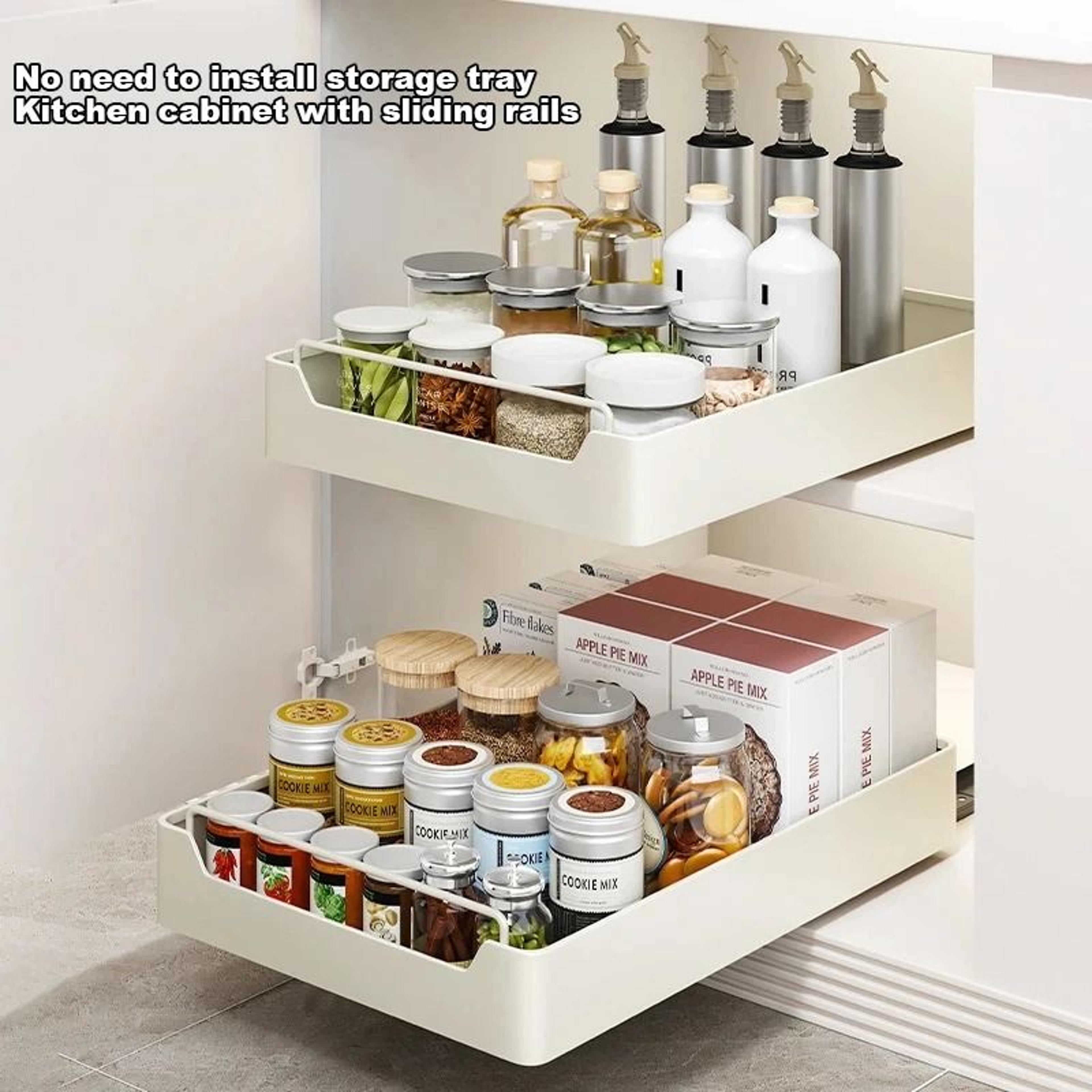 pull out cabinet storage drawer sliding kitchen organizer basket for pantry and cabinets