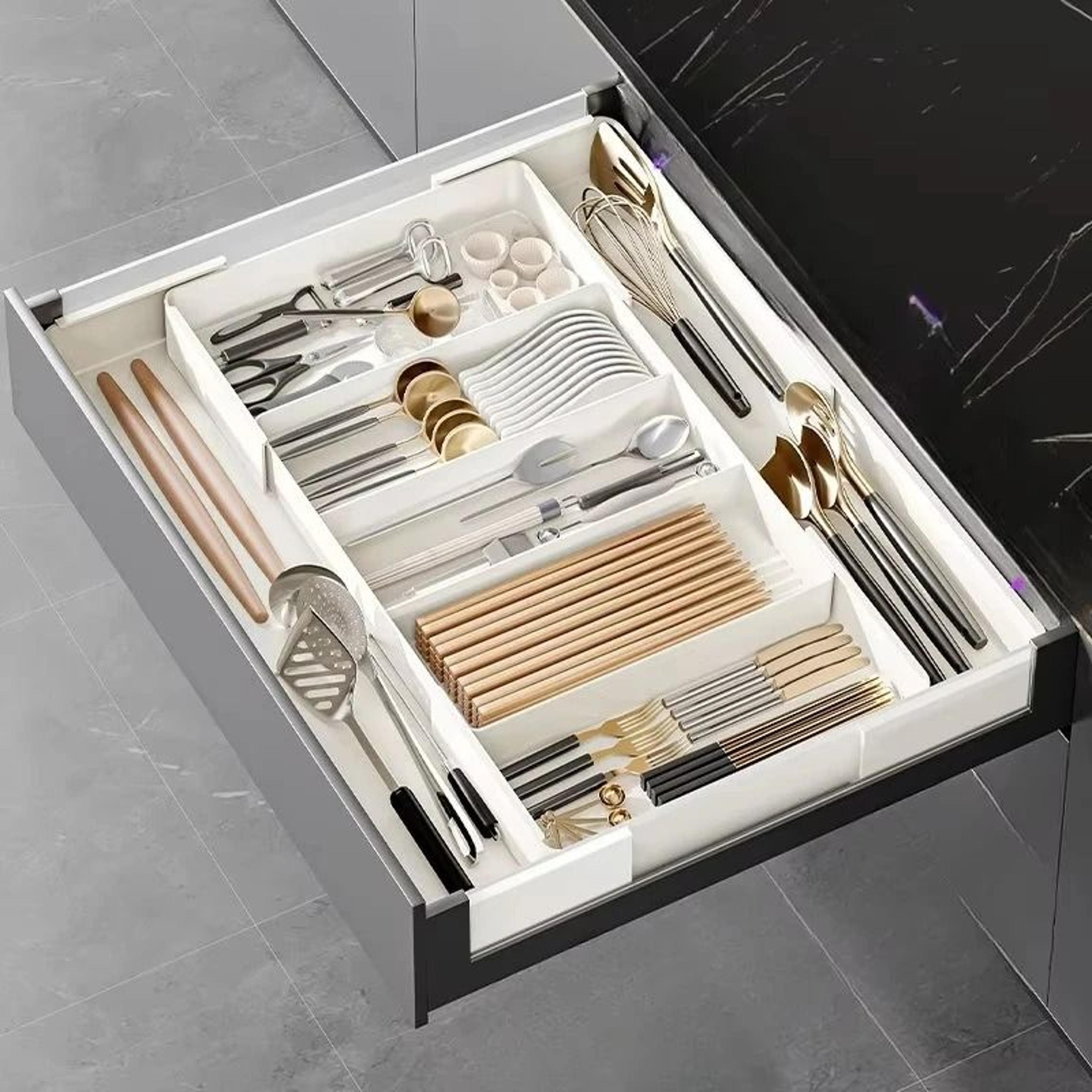 expandable kitchen drawer organizer adjustable cutlery and utensil storage tray