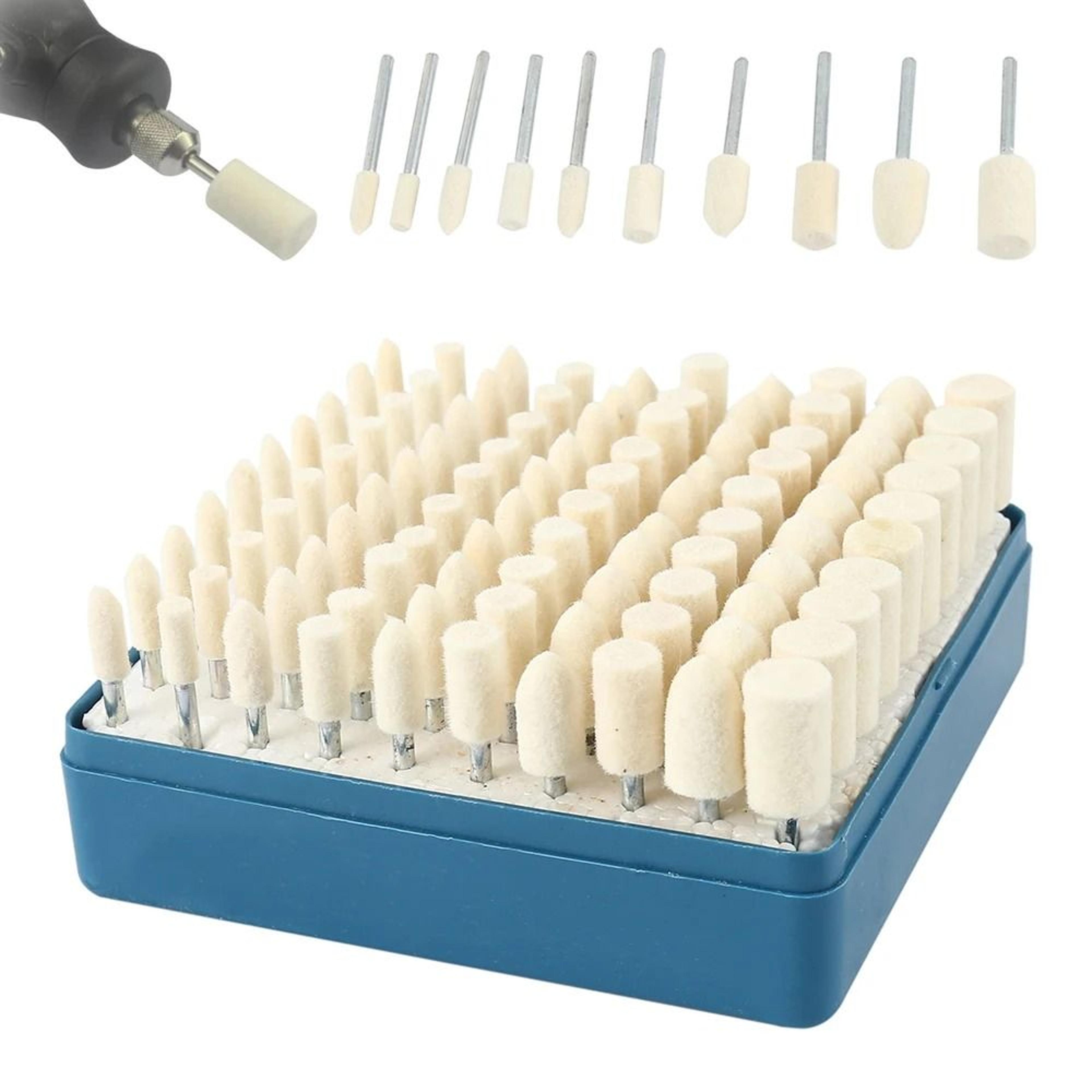 100 piece wool felt polishing wheel set for rotary tools