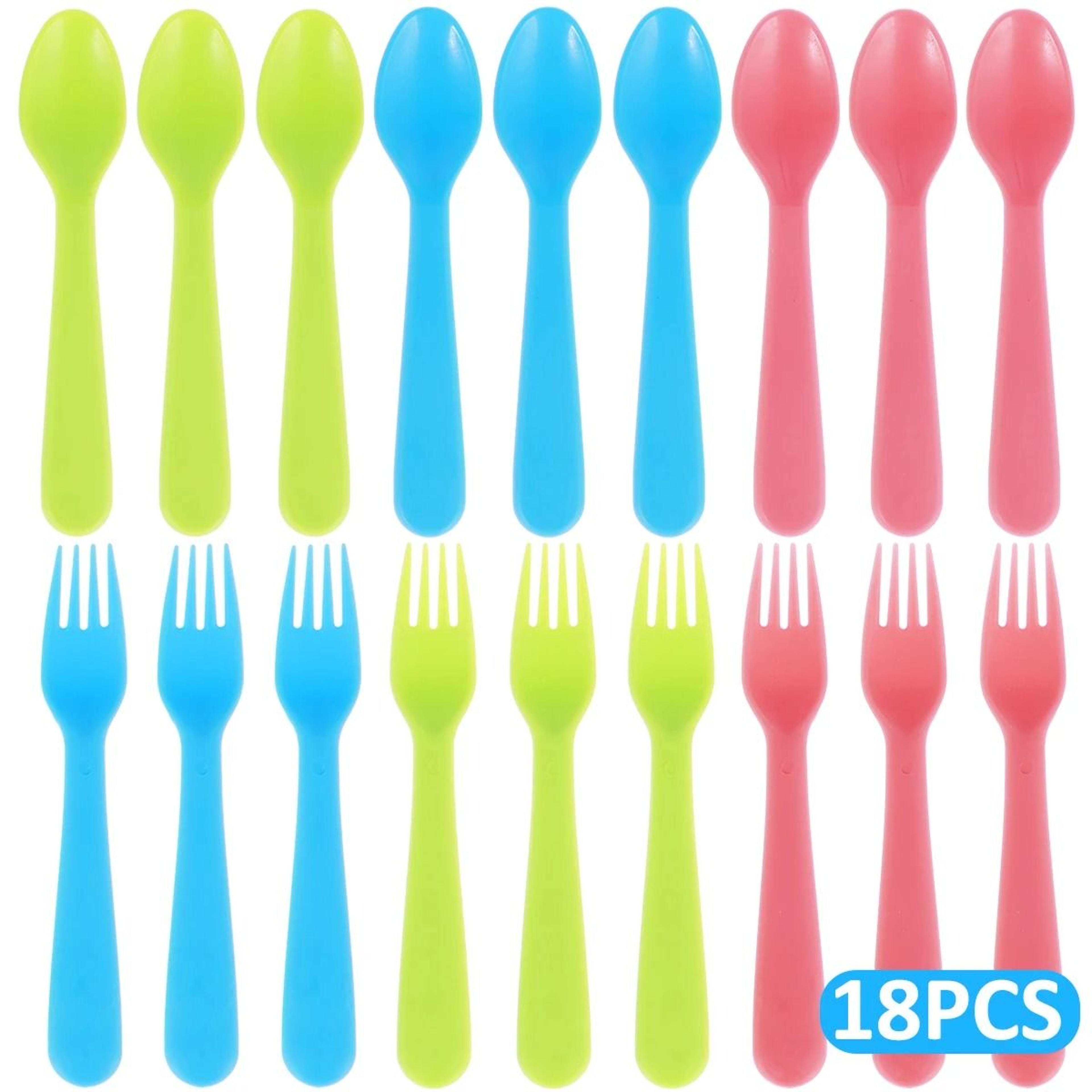 18 piece kids forks and spoons set reusable toddler utensils