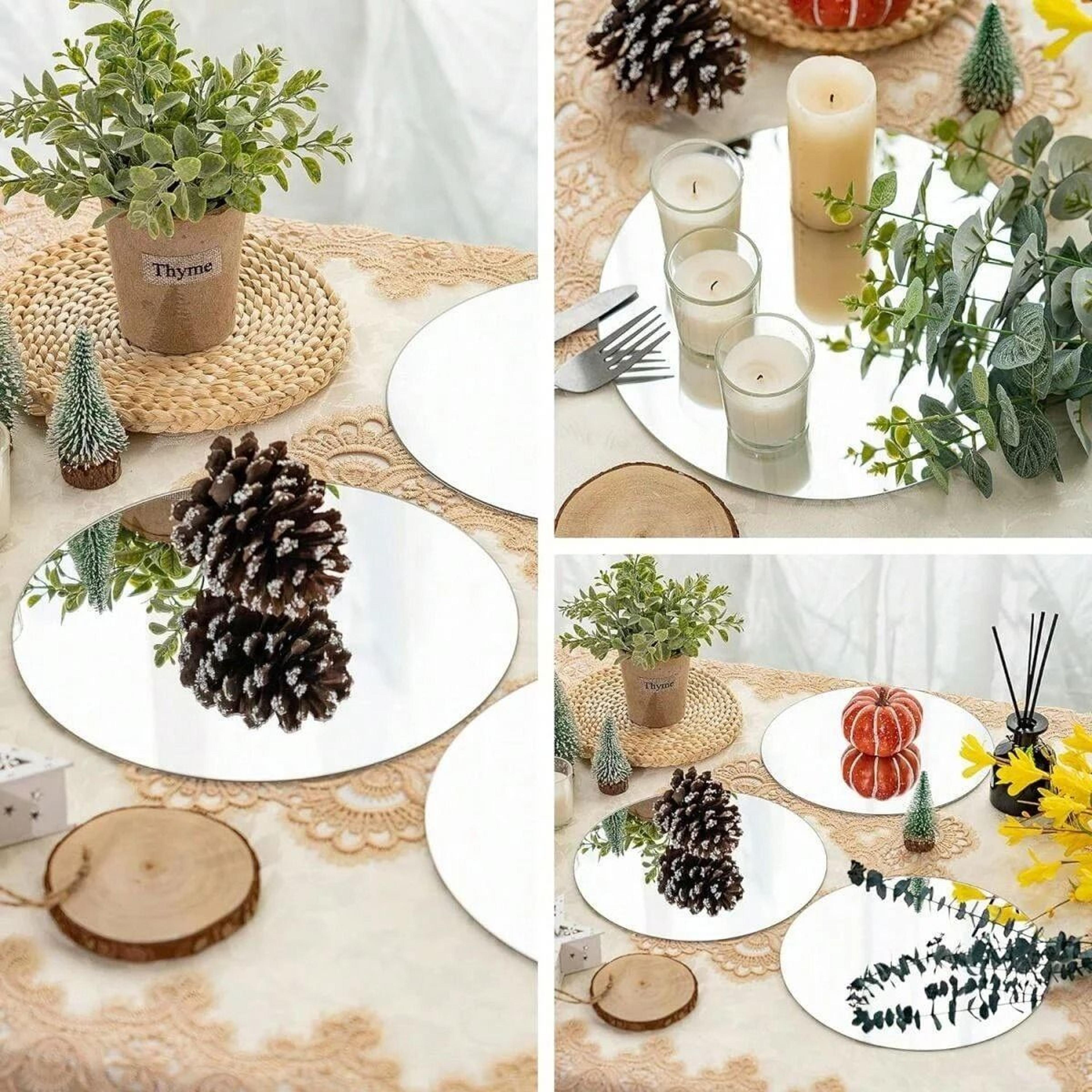 round acrylic mirror tray set