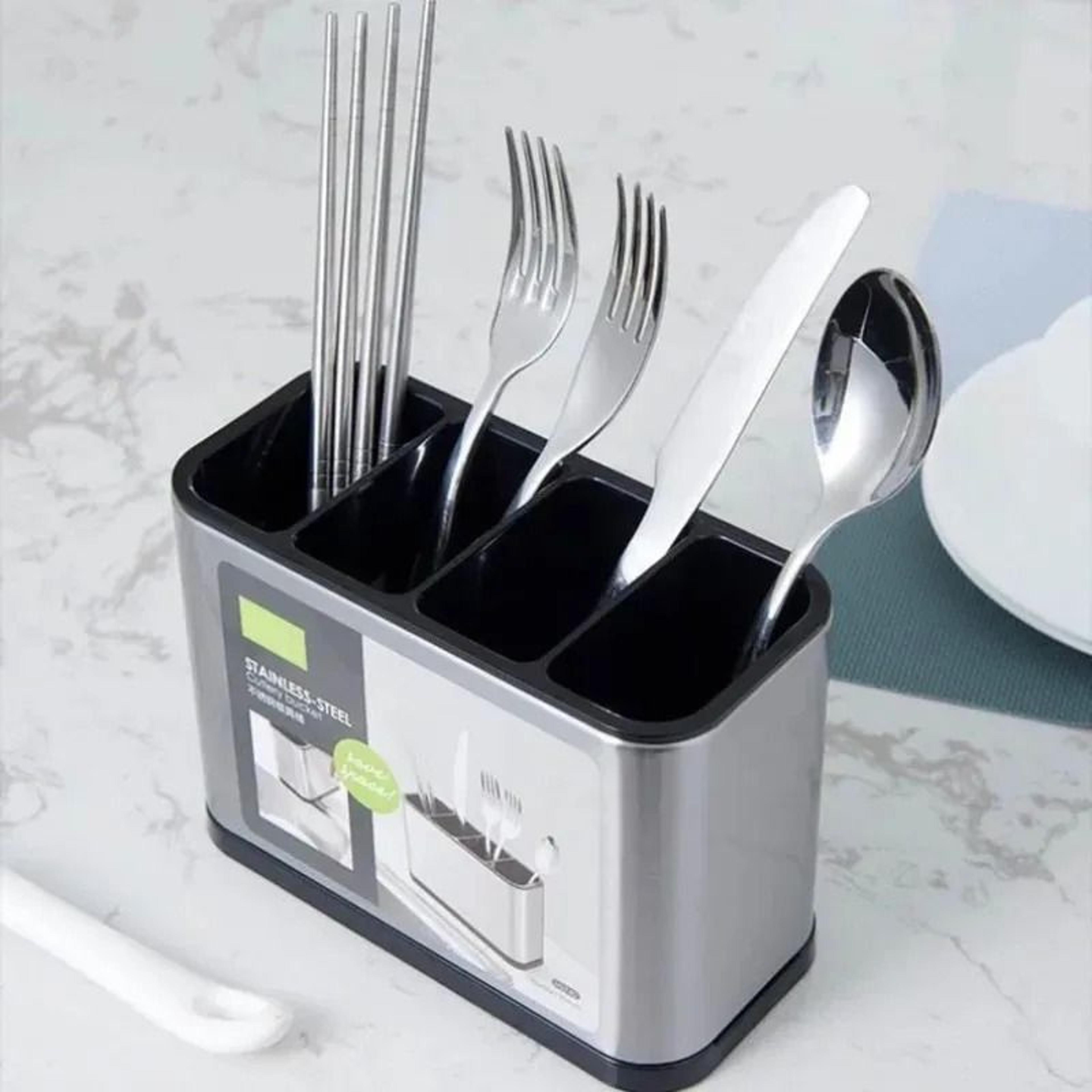stainless steel kitchen utensil storage caddy