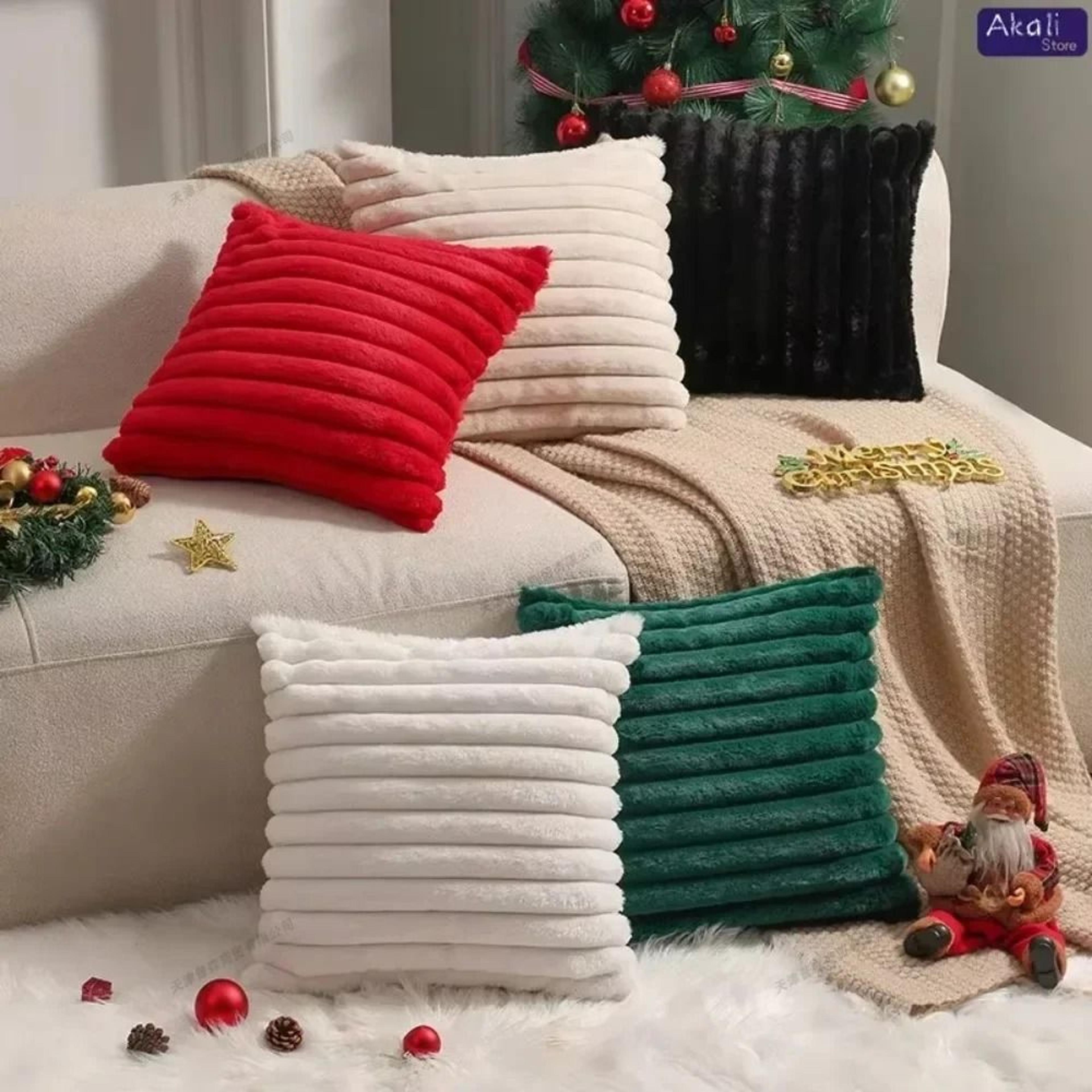 soft faux rabbit fur decorative pillow cover