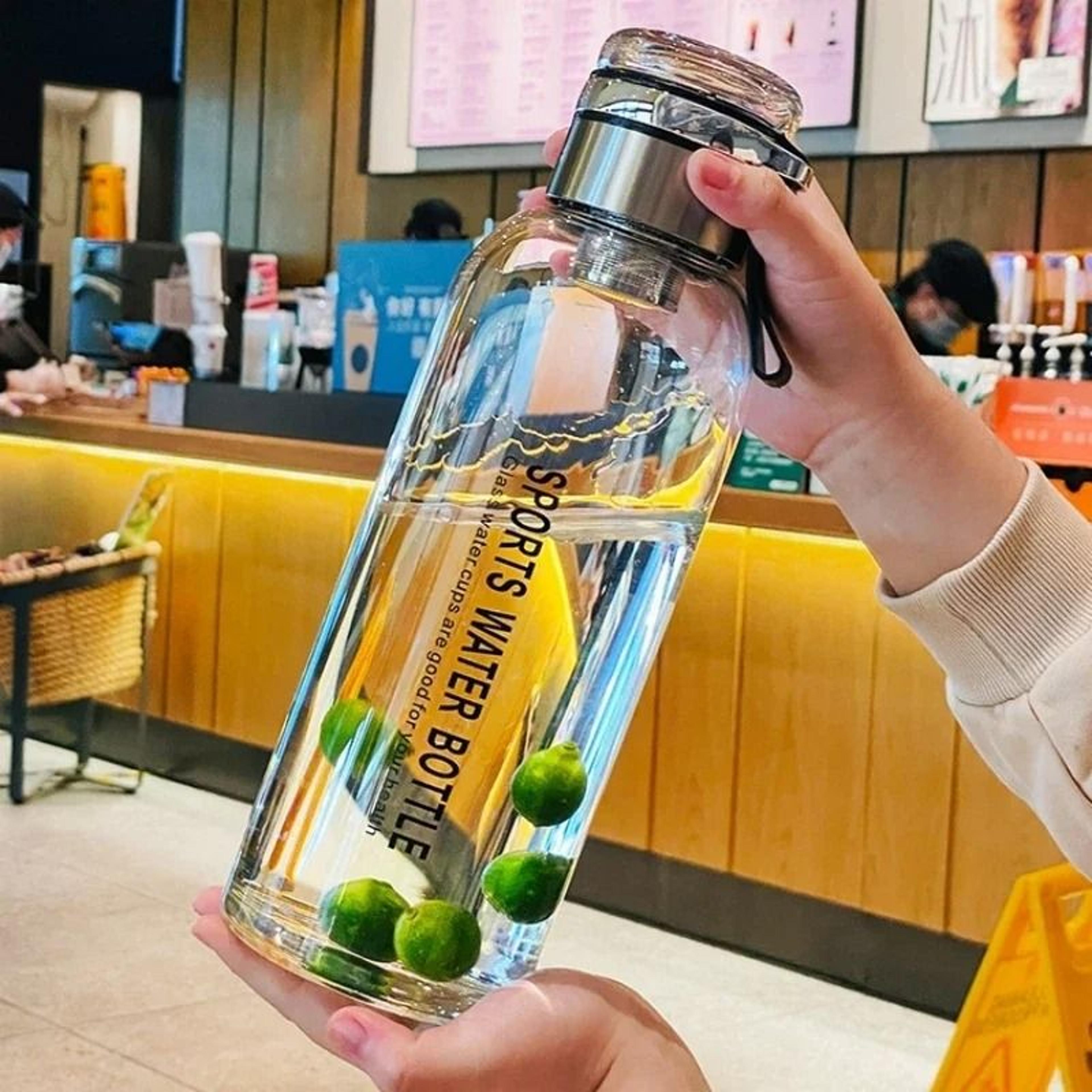 large glass water bottle leakproof travel drink bottle