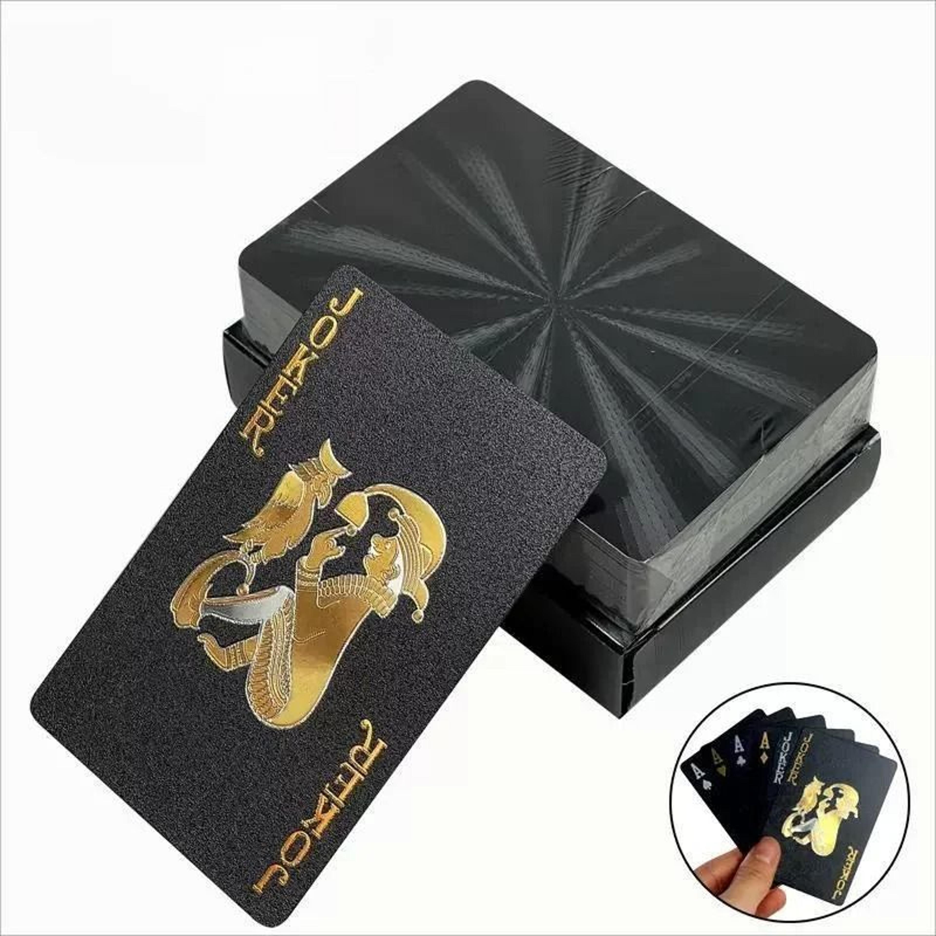 black gold waterproof playing cards poker set