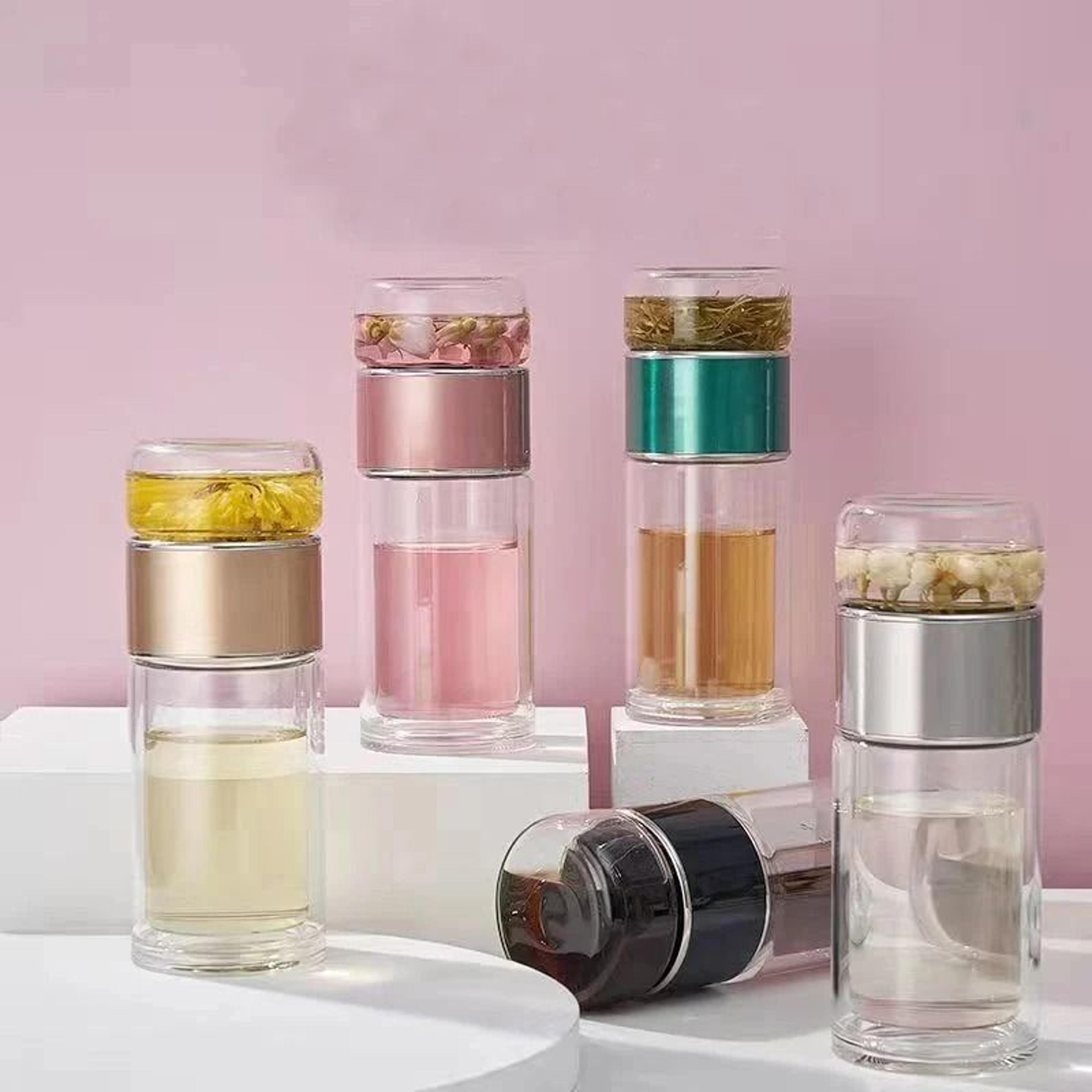 double wall glass tea tumbler with infuser