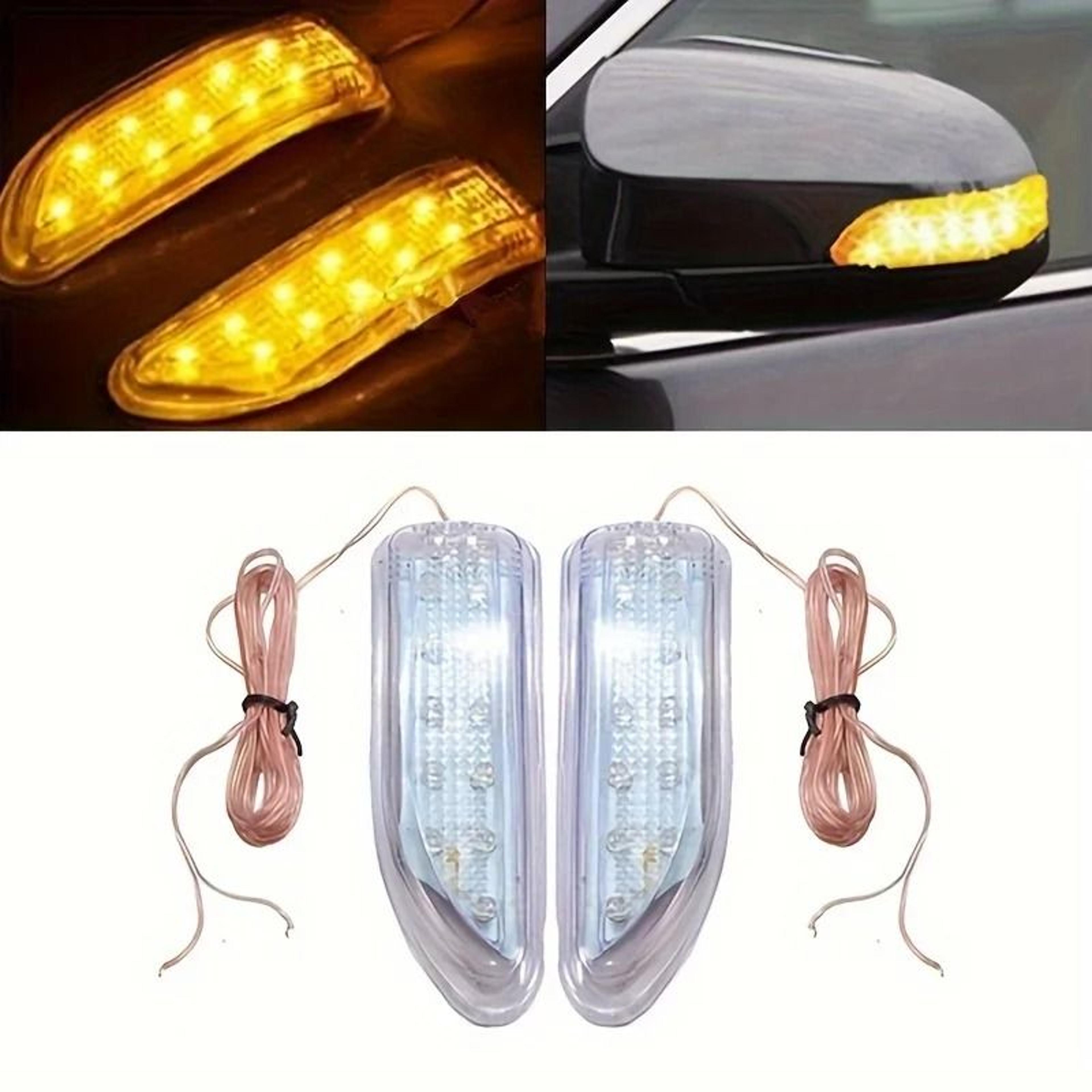 universal double row amber led side mirror turn signal light set 2 pieces