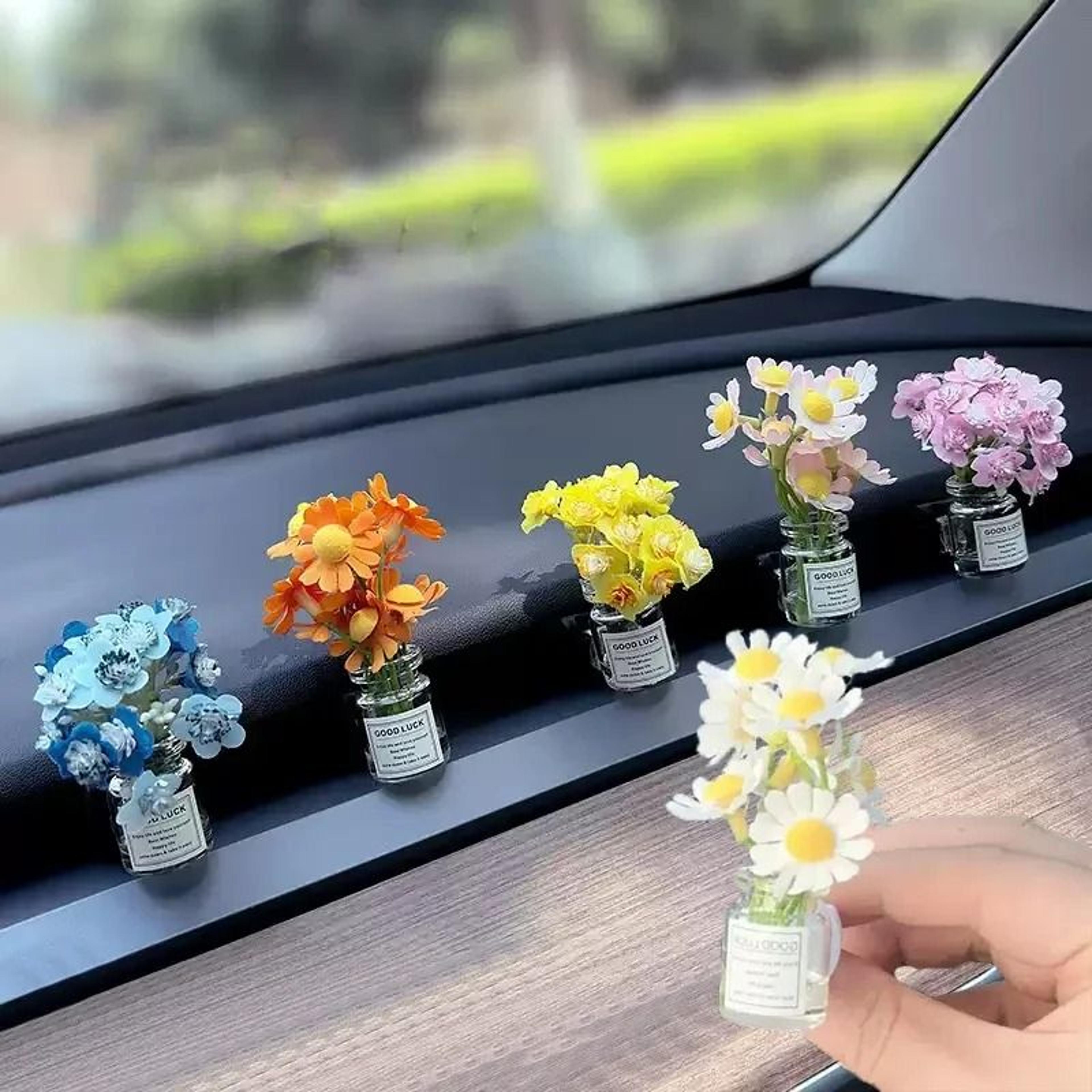 mini vase car air vent aromatherapy diffuser clip with simulated flowers