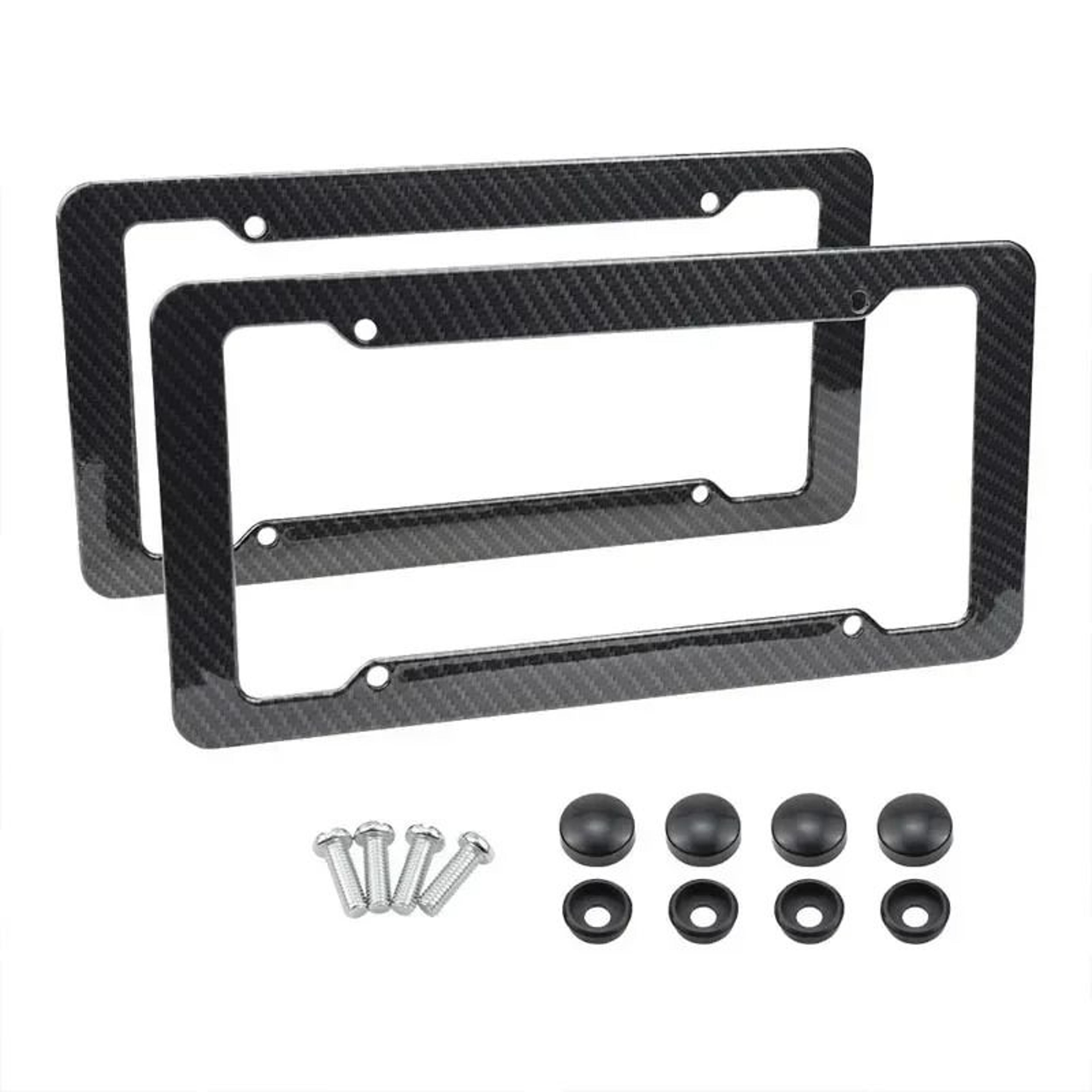 carbon fiber style license plate frame set for us & canada standard plates 2 pieces