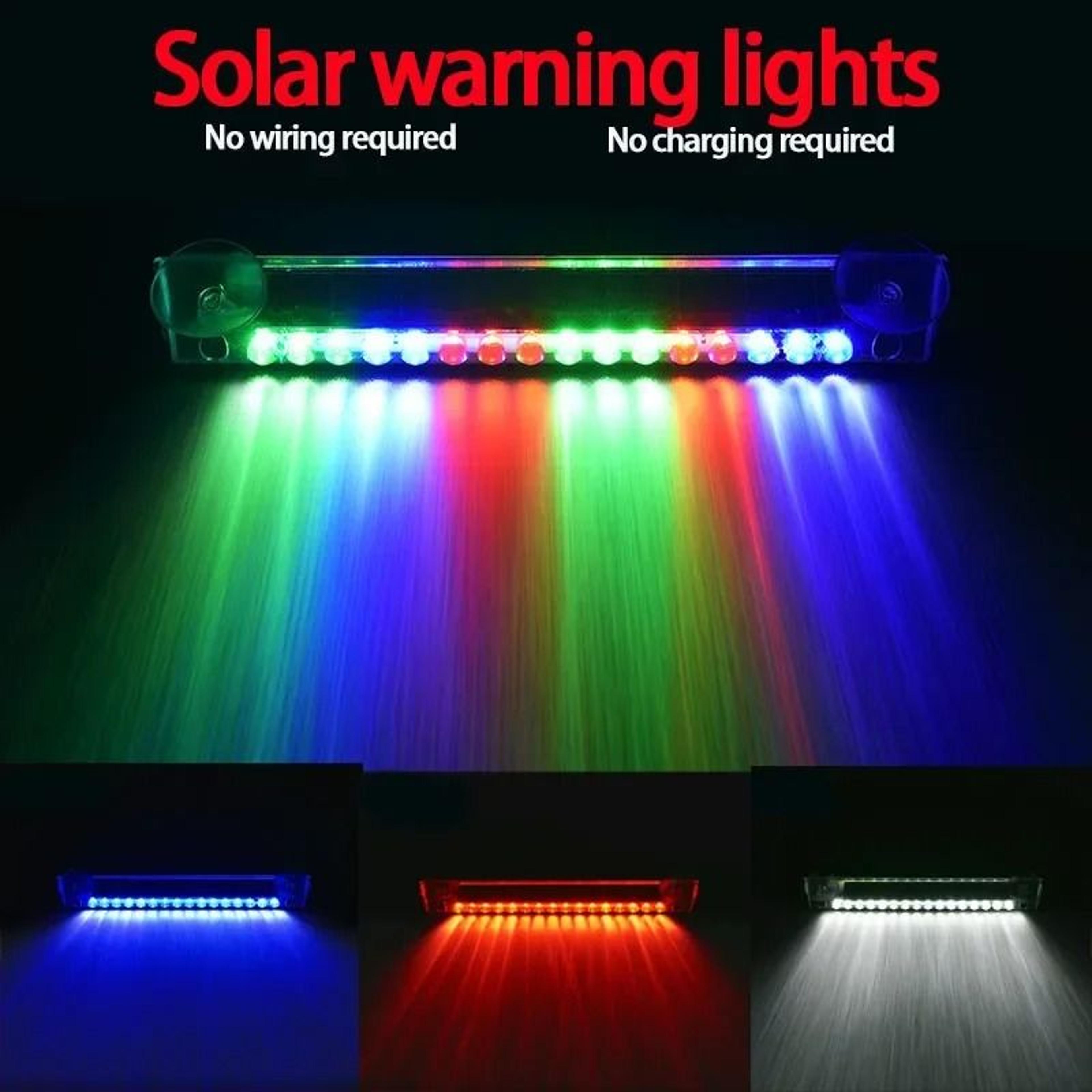 16 led solar powered car security warning strobe light anti theft flashing alarm