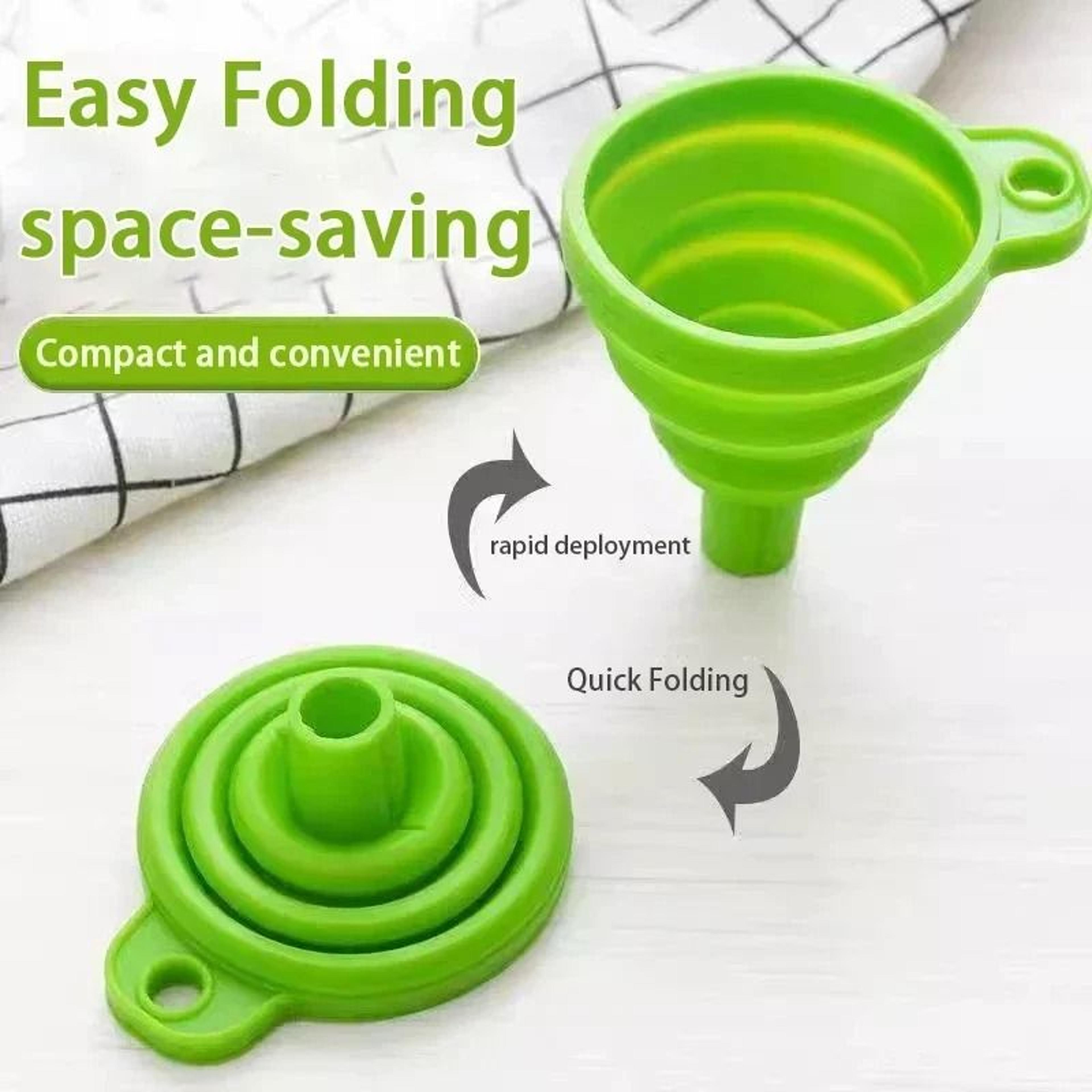 collapsible silicone funnel for automotive fluids kitchen cooking and household use