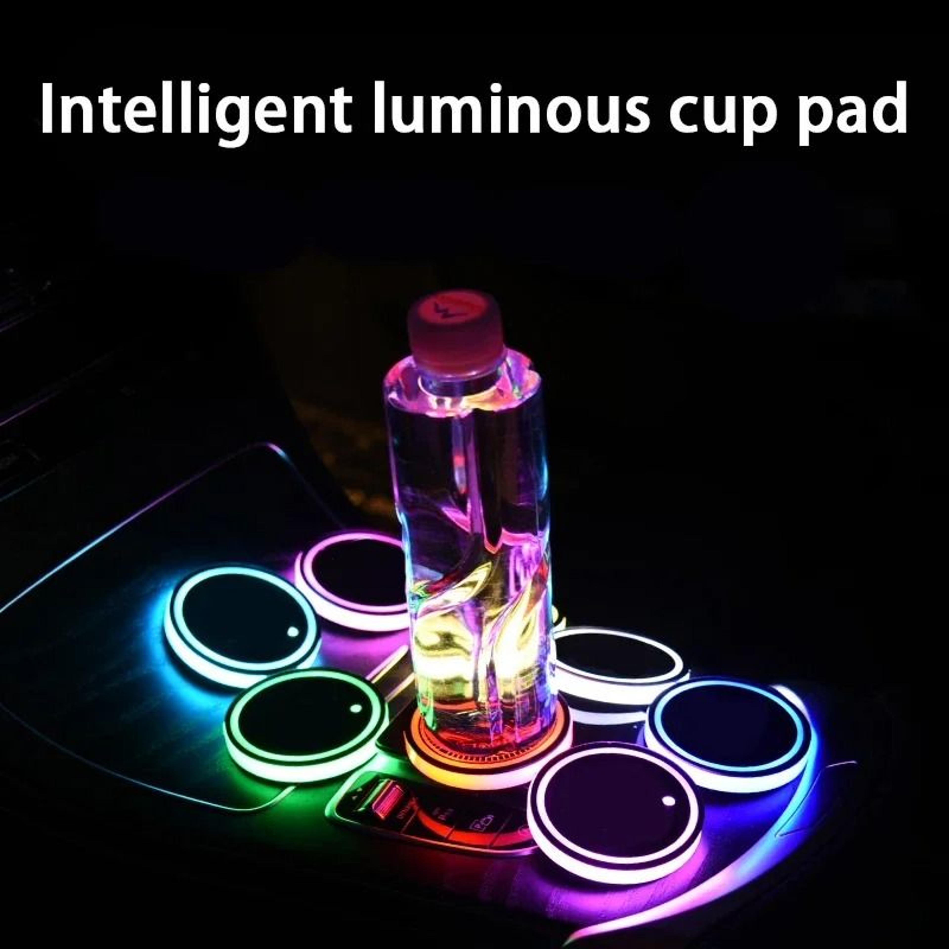 led illuminated car cup holder coasters color changing anti slip interior light pads
