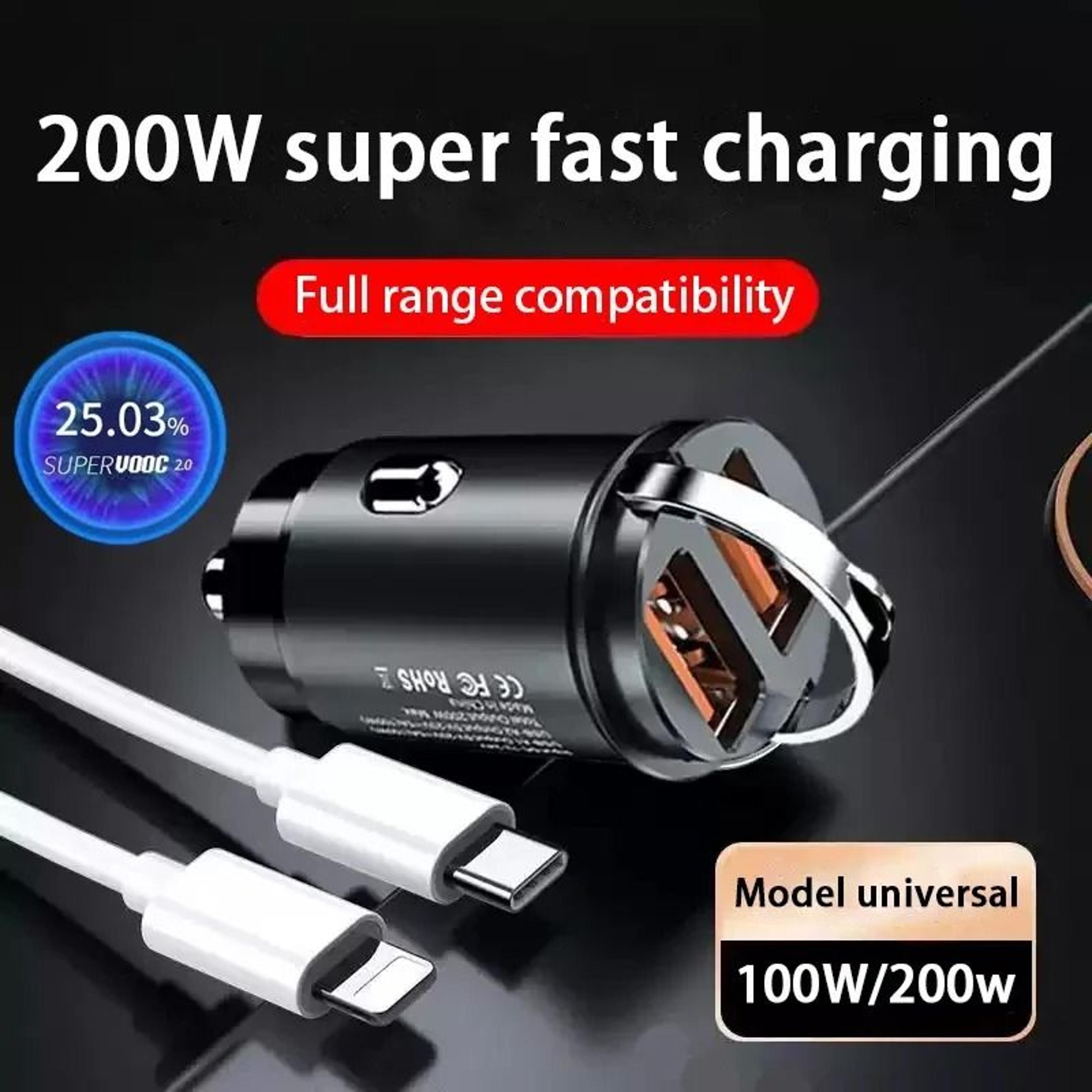 200w mini fast car charger dual usb car power adapter