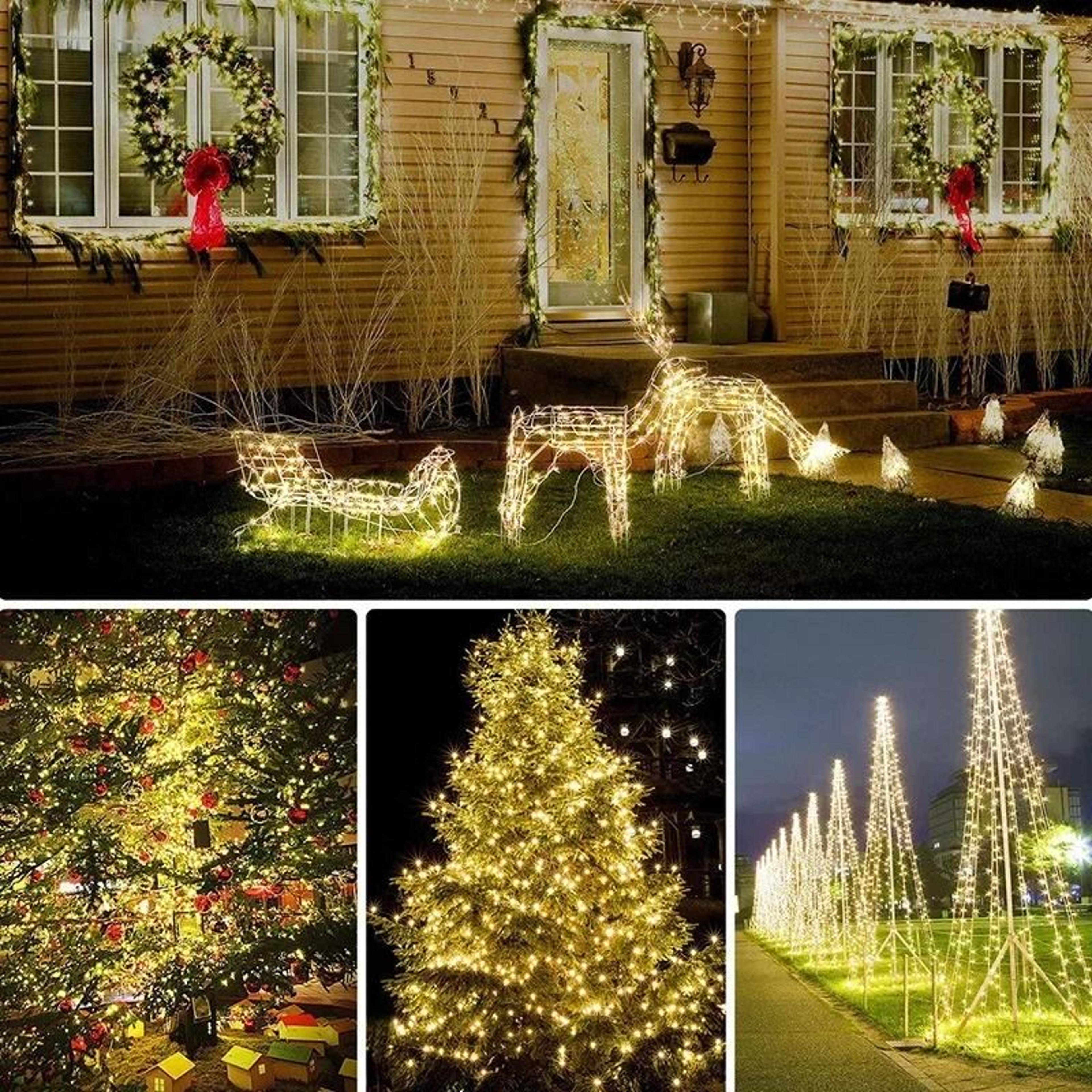 solar led fairy string lights waterproof outdoor garden party lights