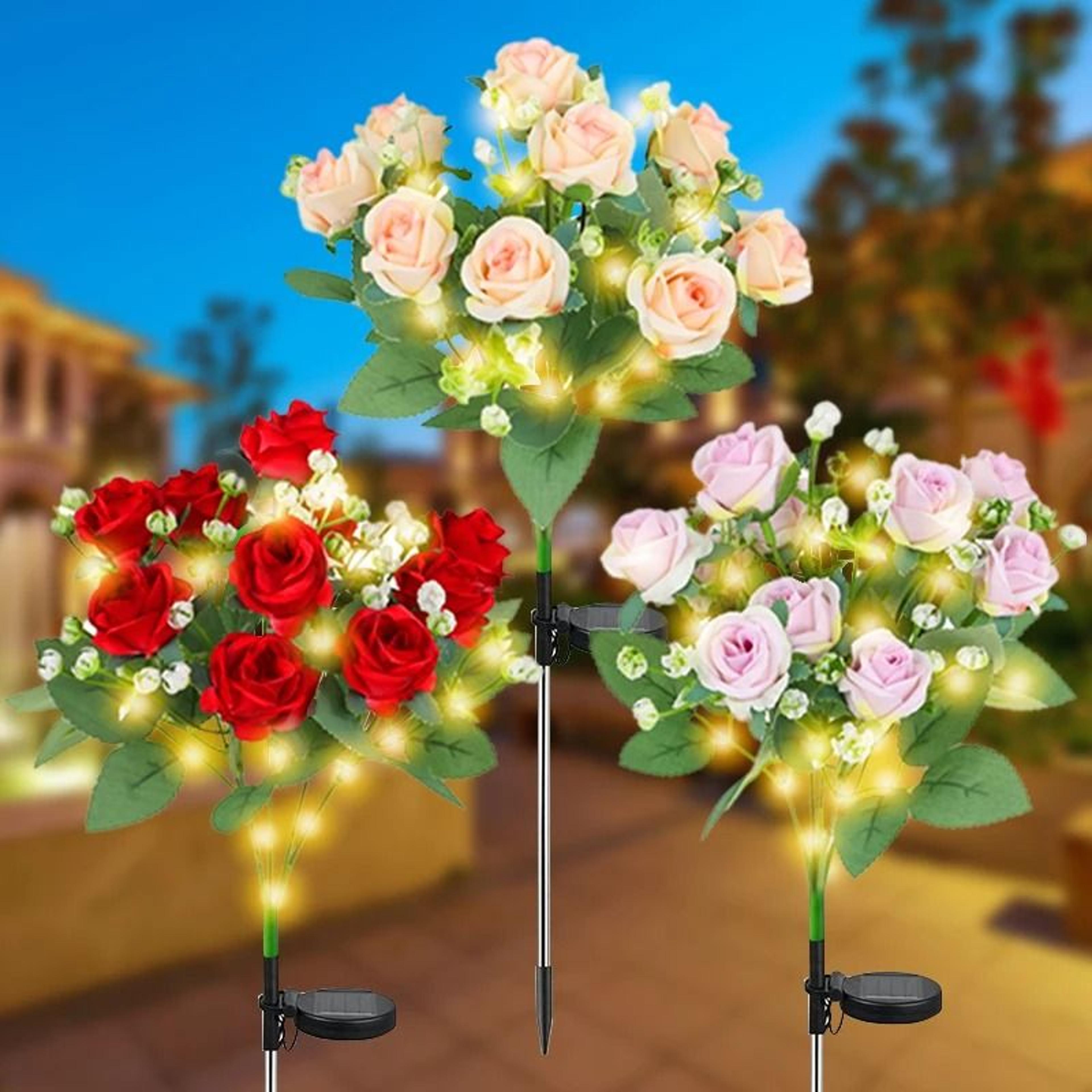 solar led azalea flower garden lights waterproof outdoor landscape pathway decor