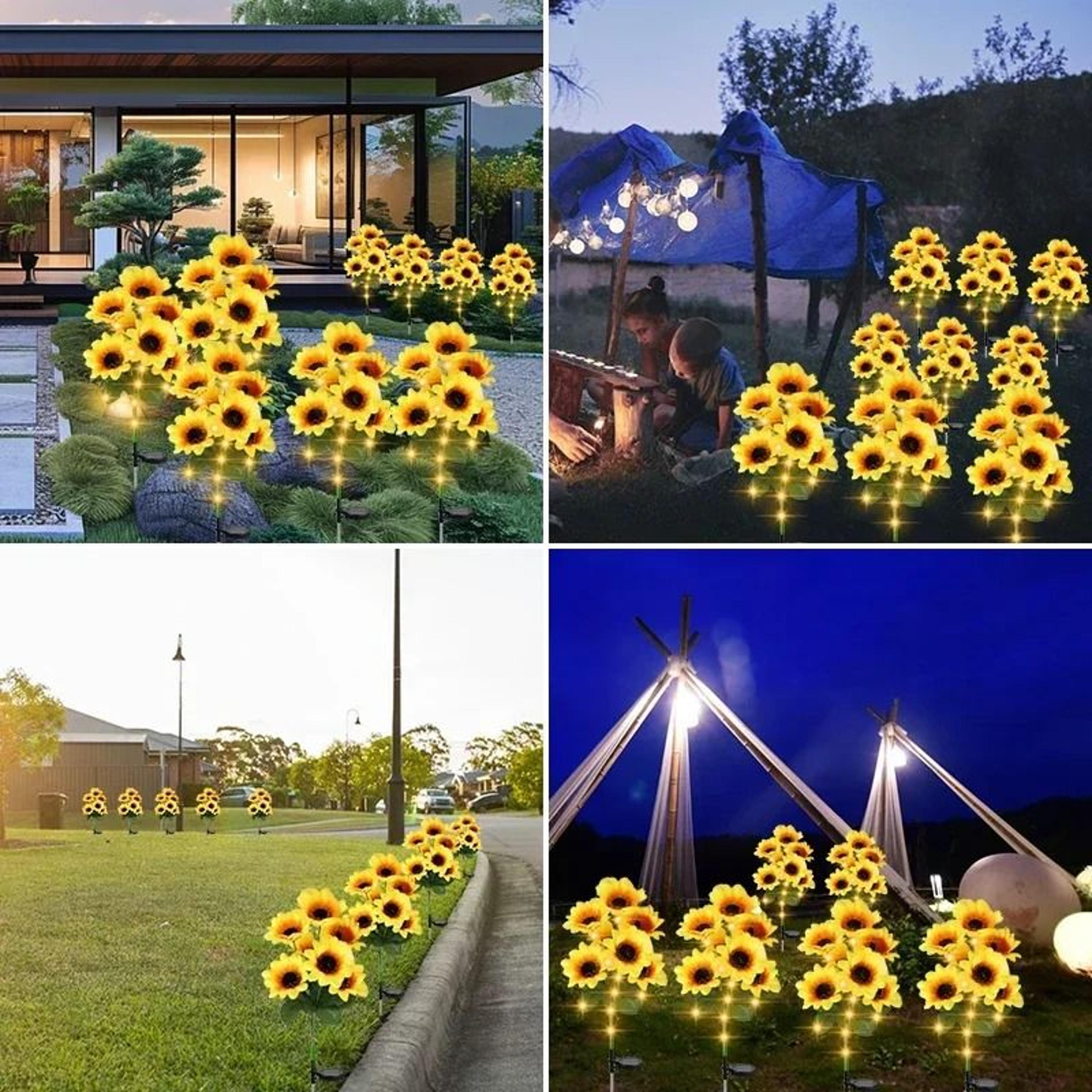 solar led sunflower garden lights waterproof outdoor landscape pathway decor