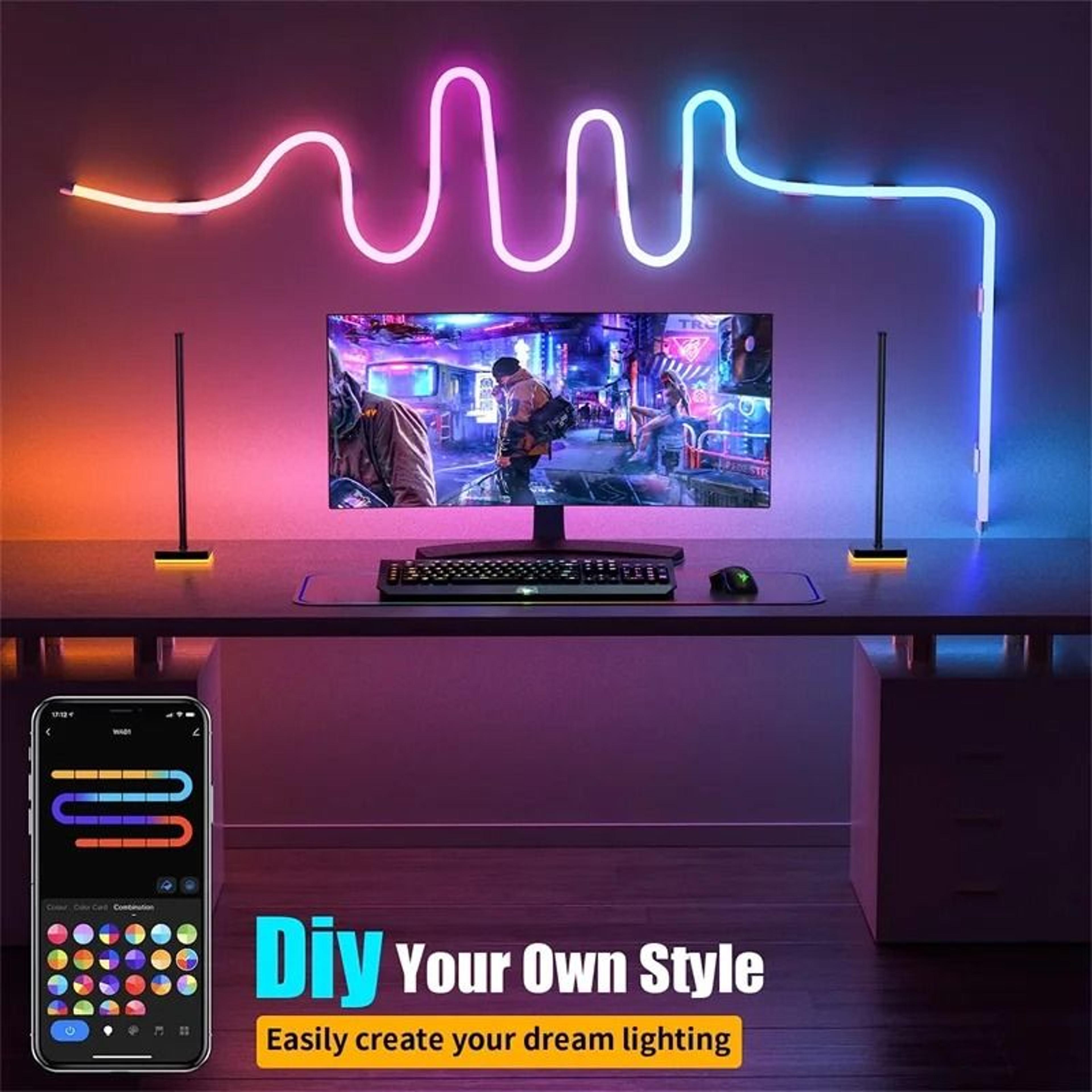 tuya rgbic neon led strip lights with music sync smart app controlled room lighting