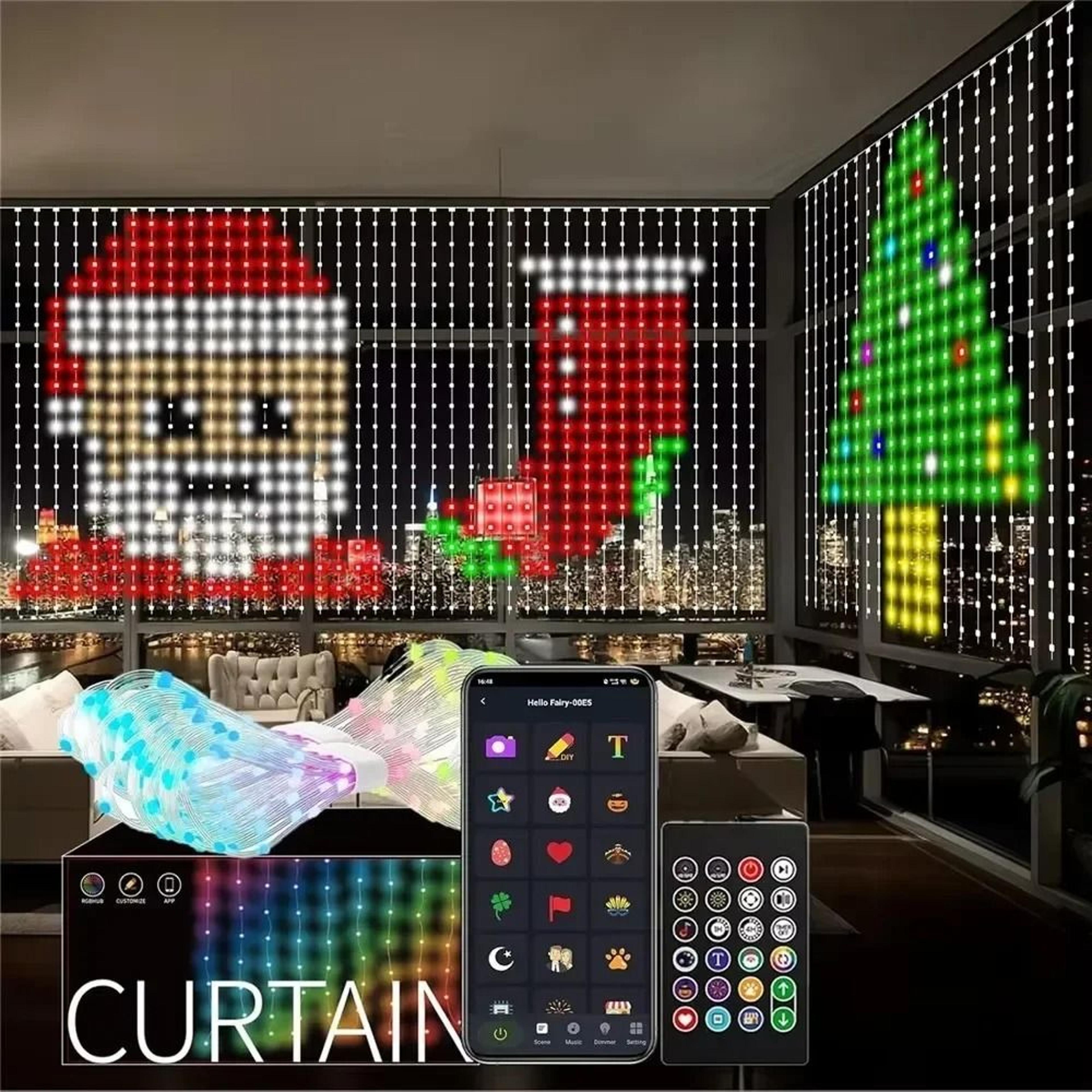 800 led smart rgb curtain lights with app control, music sync & remote for home decor
