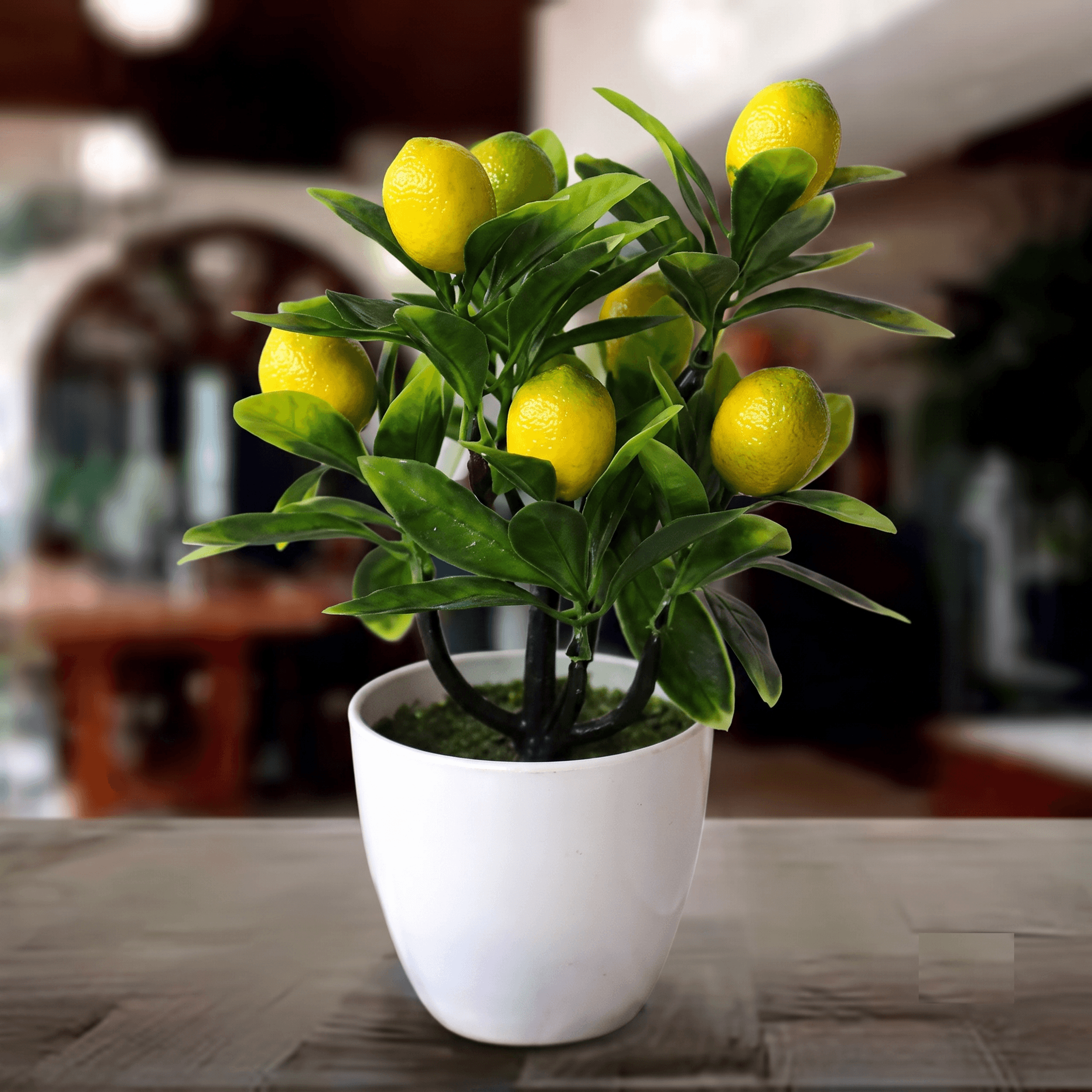 artificial potted lemon tree plant for home, office, garden and table decor
