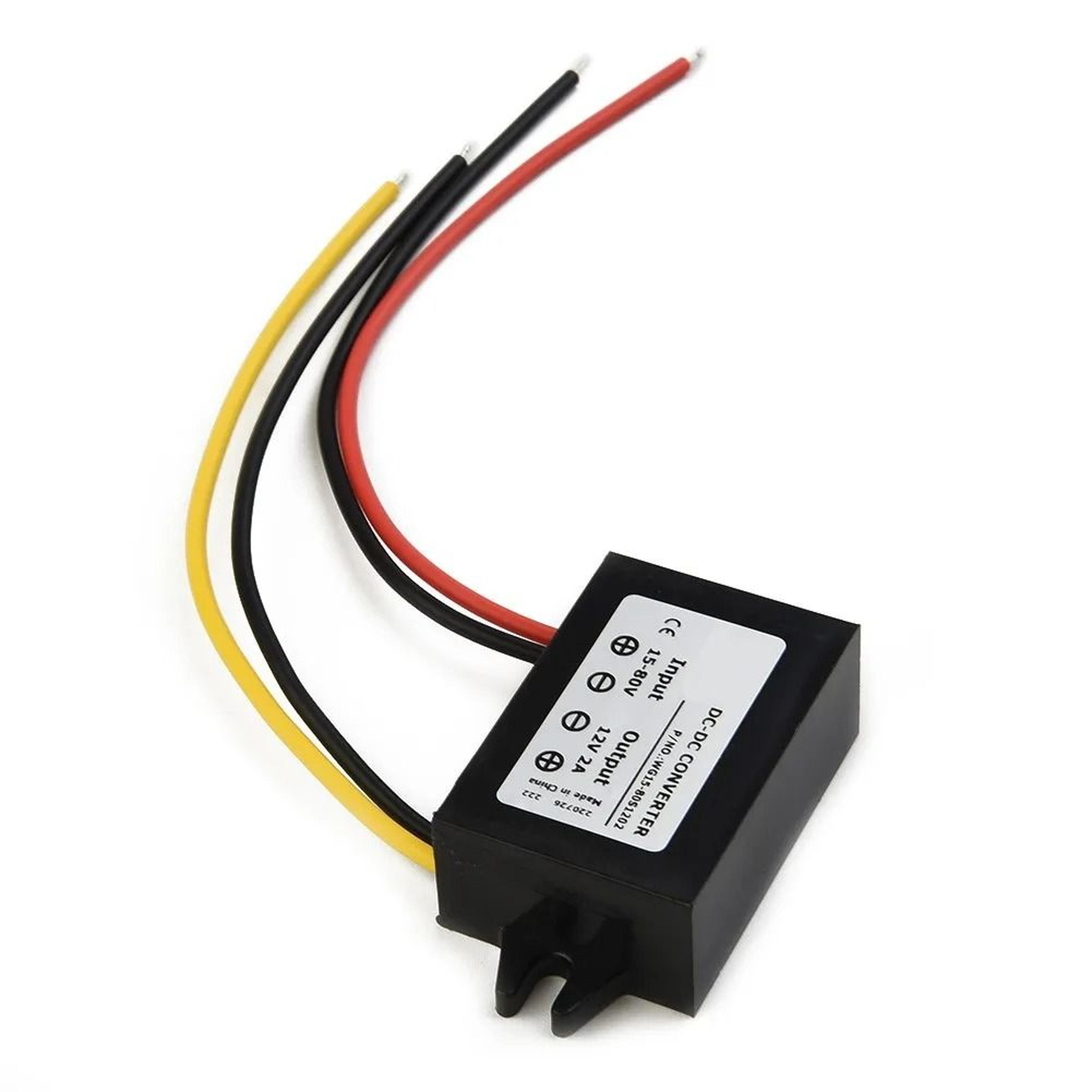 dc-dc step down voltage converter module, 15v–72v to 12v 2a power supply regulator