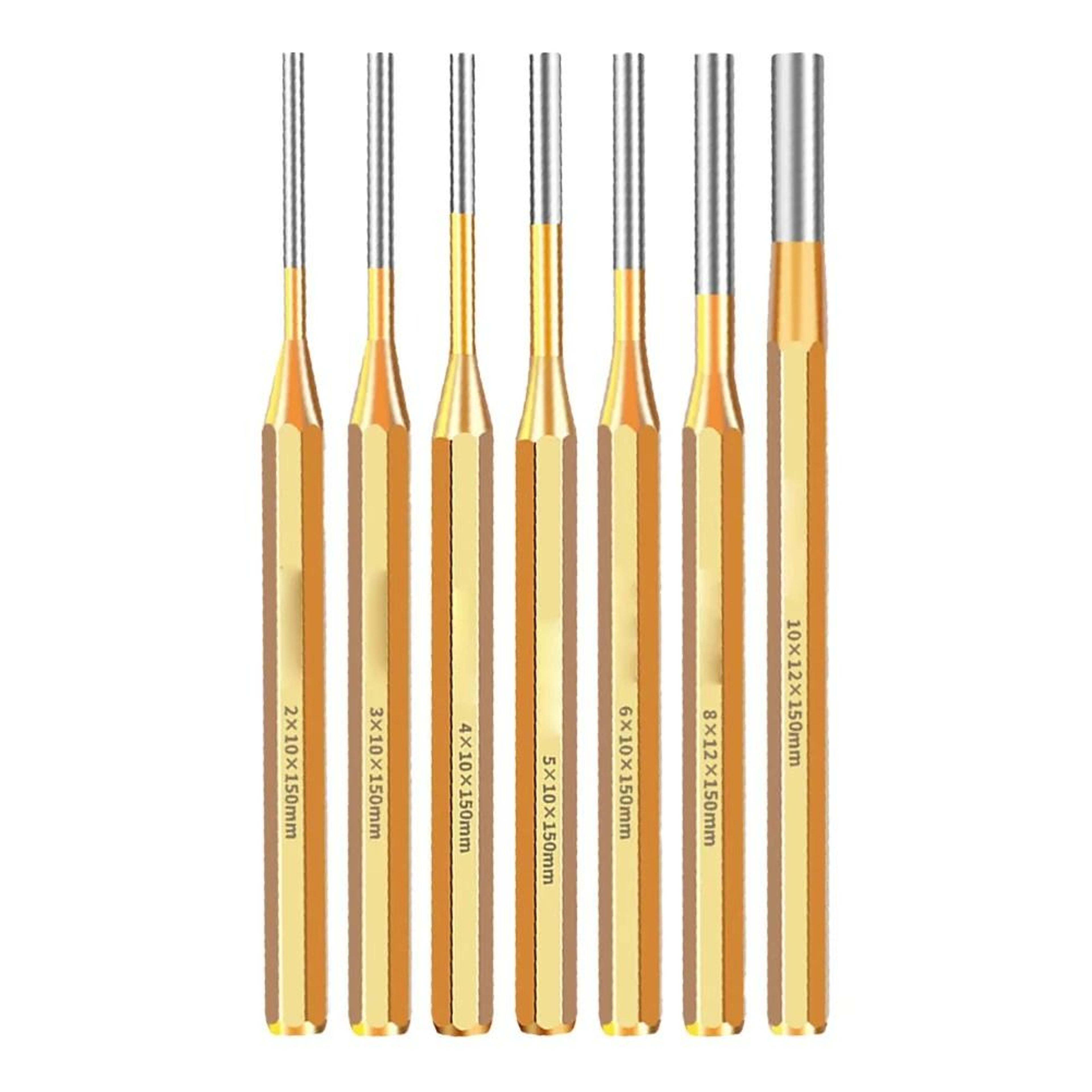 brass roll pin punch set 0.08 to 0.31 inch 6 inch heavy duty punch tool set