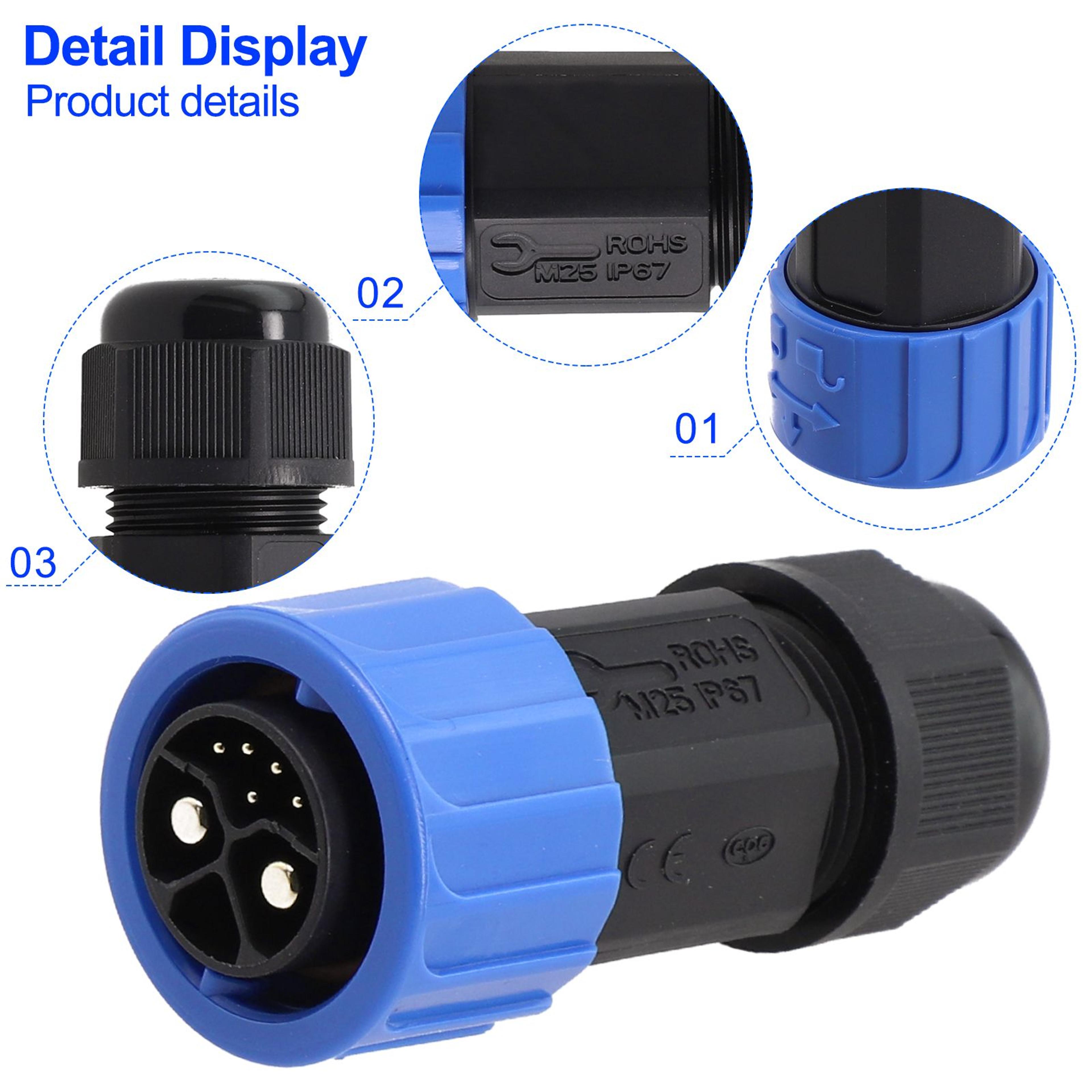waterproof motorcycle charger connector m23 ip67 male female power socket 2 plus 1 plus 5 energy battery connector