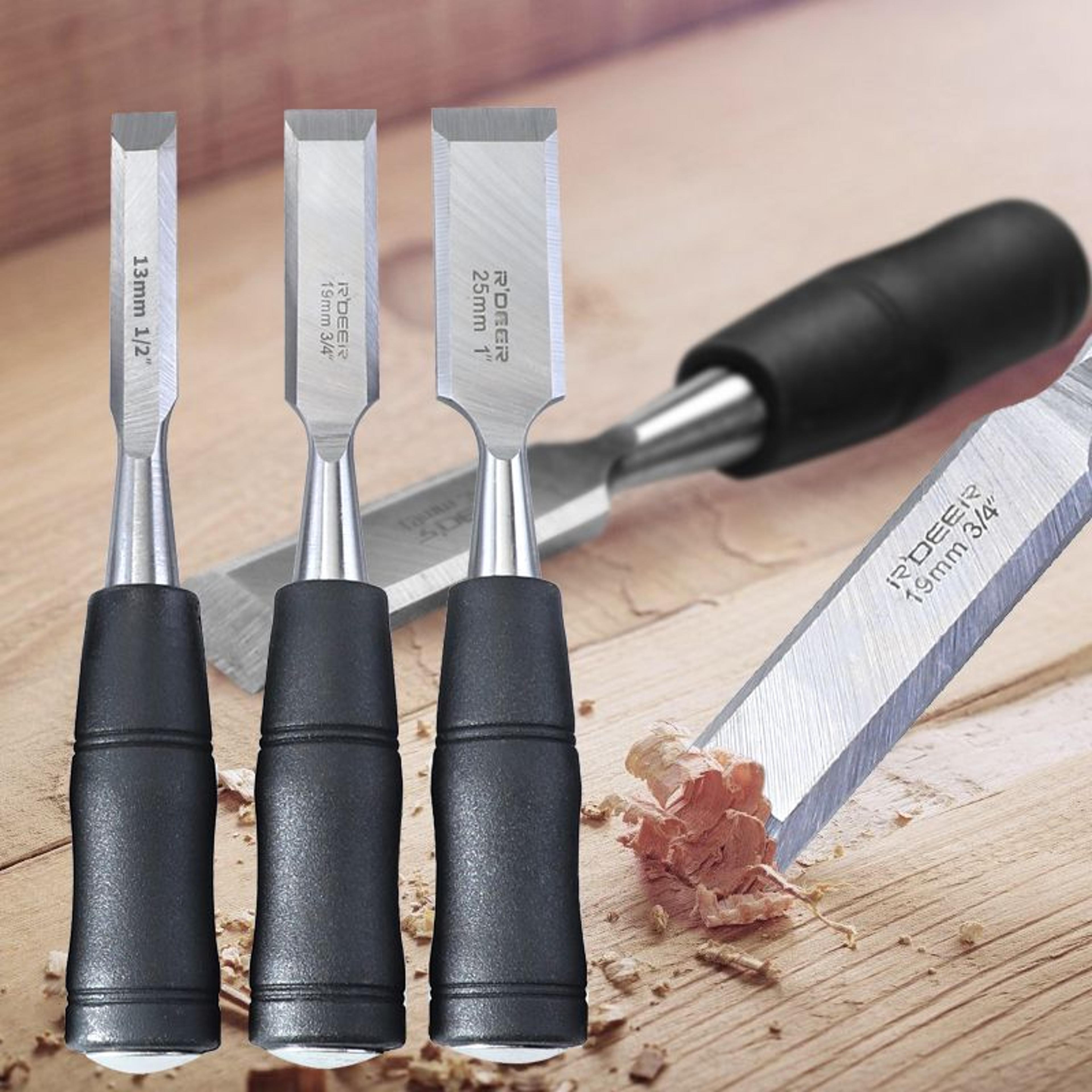 professional carbon steel wood chisel with impact hammer end and anti slip handle