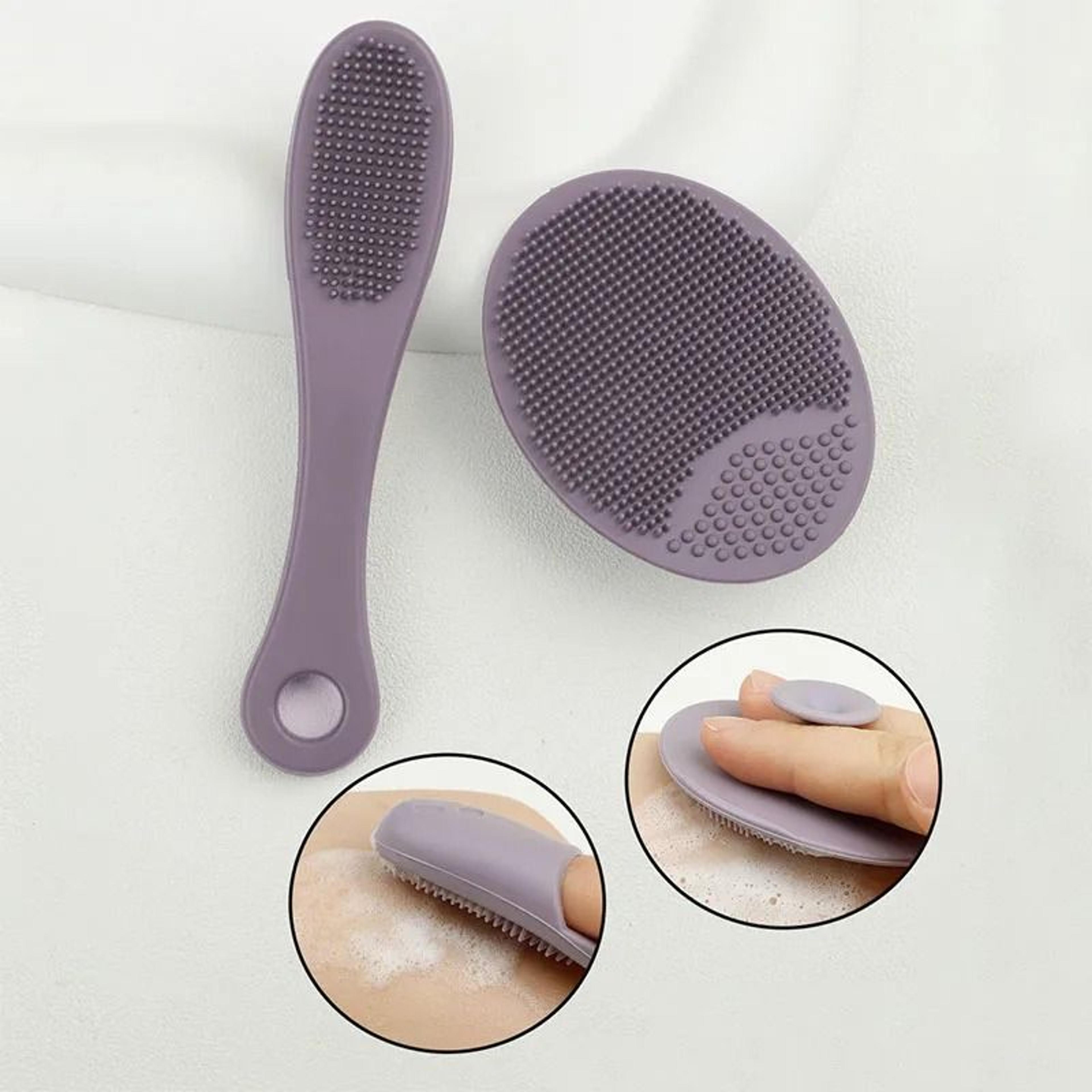 premium two piece silicone facial cleansing brush and pore scrubber set