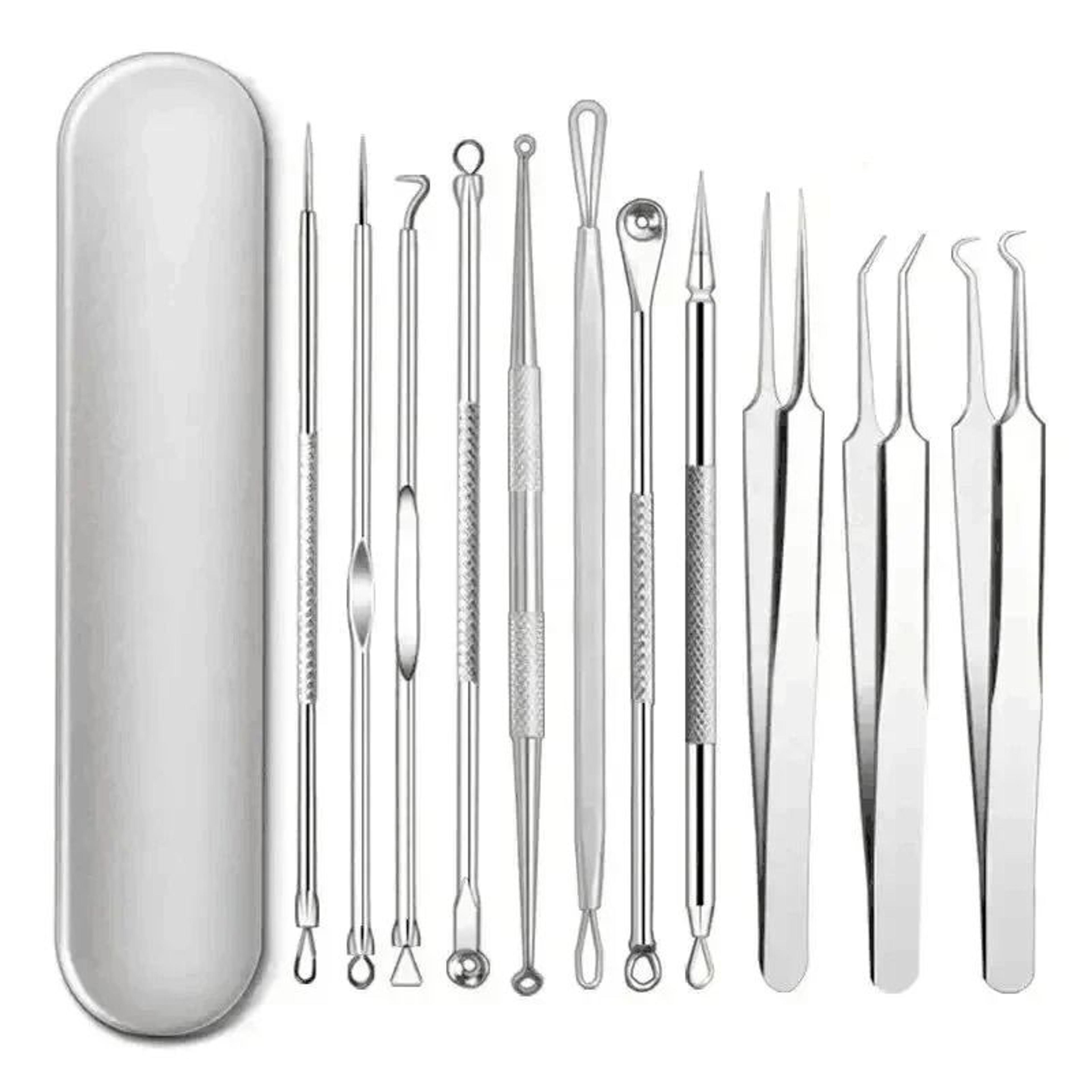 precision stainless steel facial extraction and blemish removal tool kit