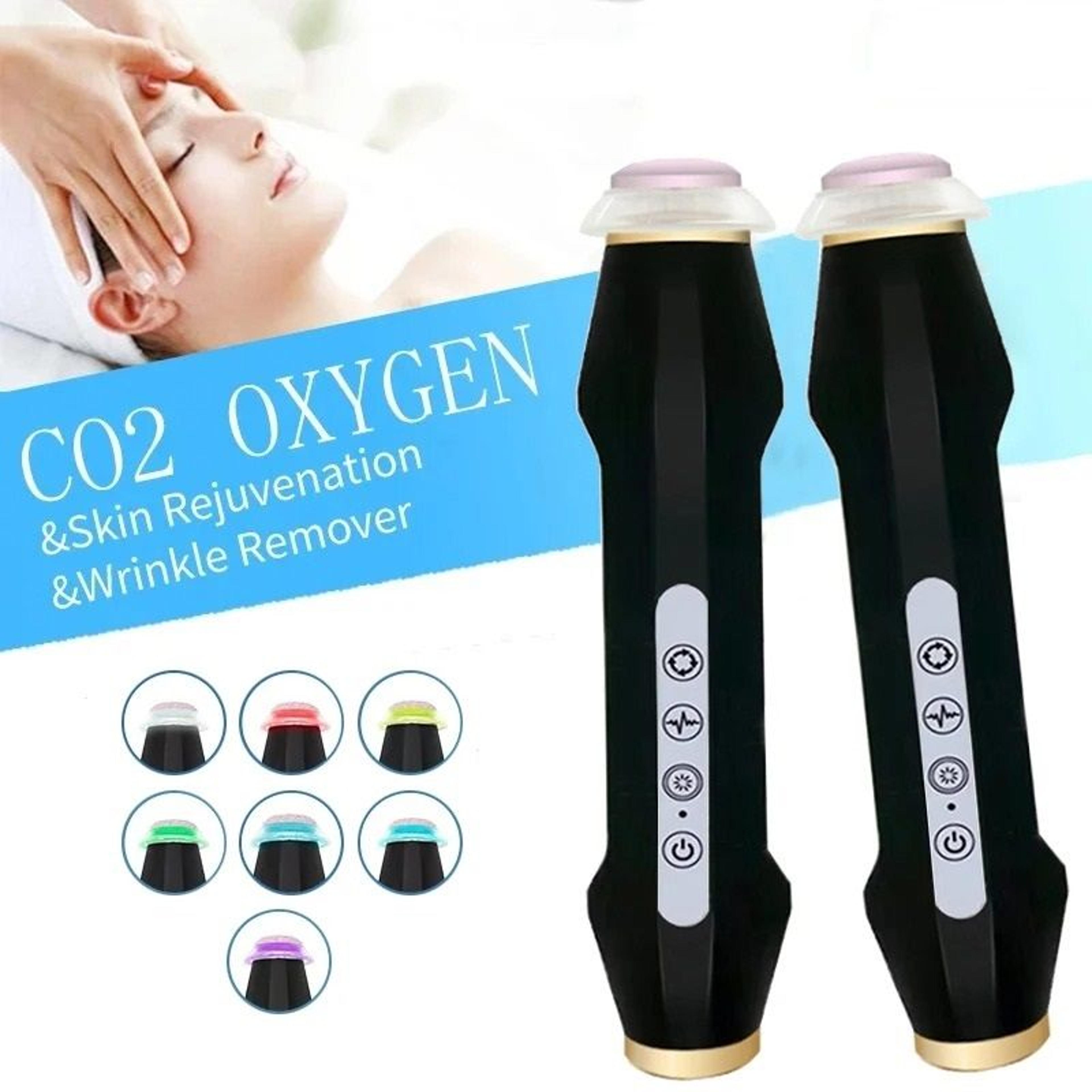handheld rechargeable carboxy bubble exfoliator and oxygen facial renewal device