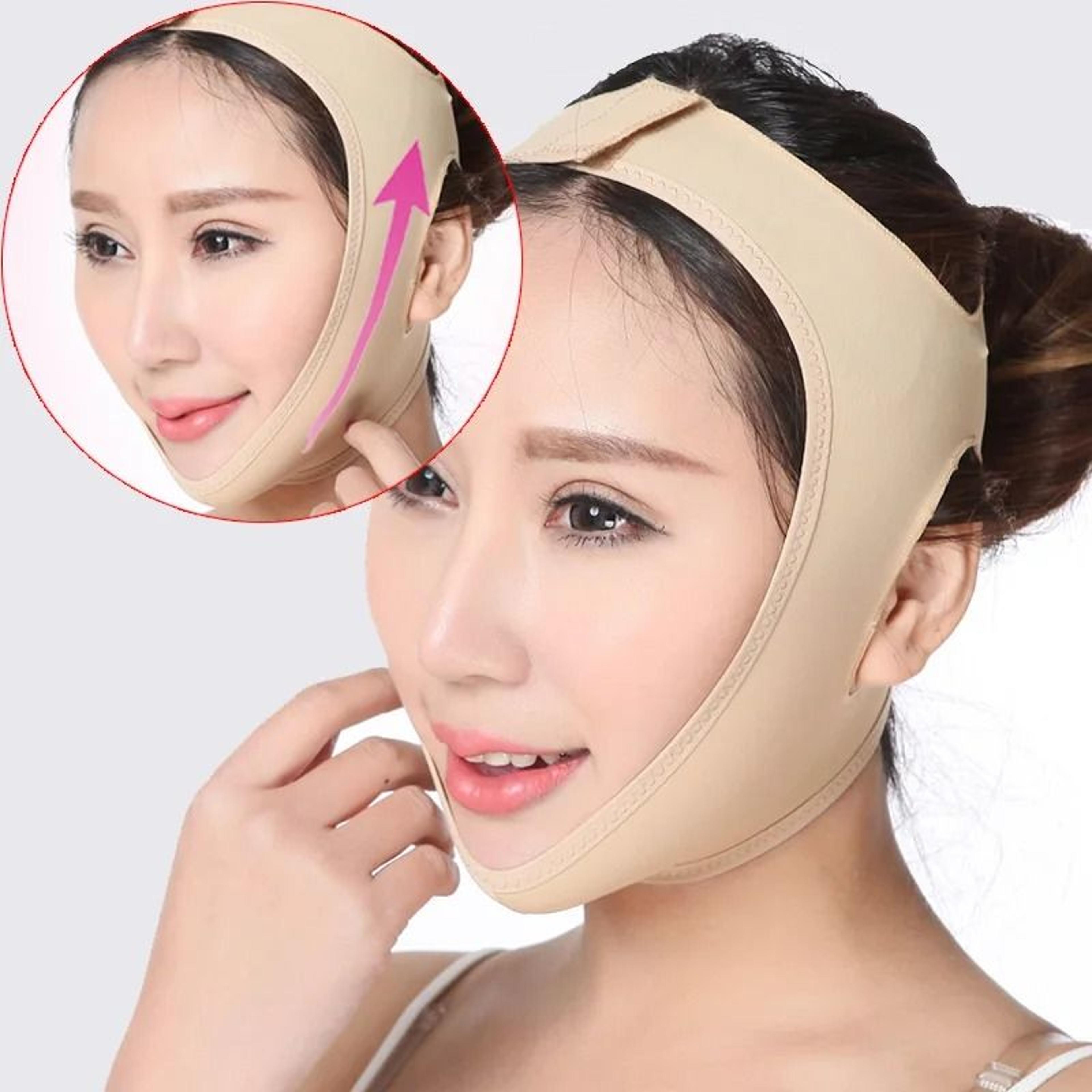 reusable jawline contouring compression strap and v line face lifting belt