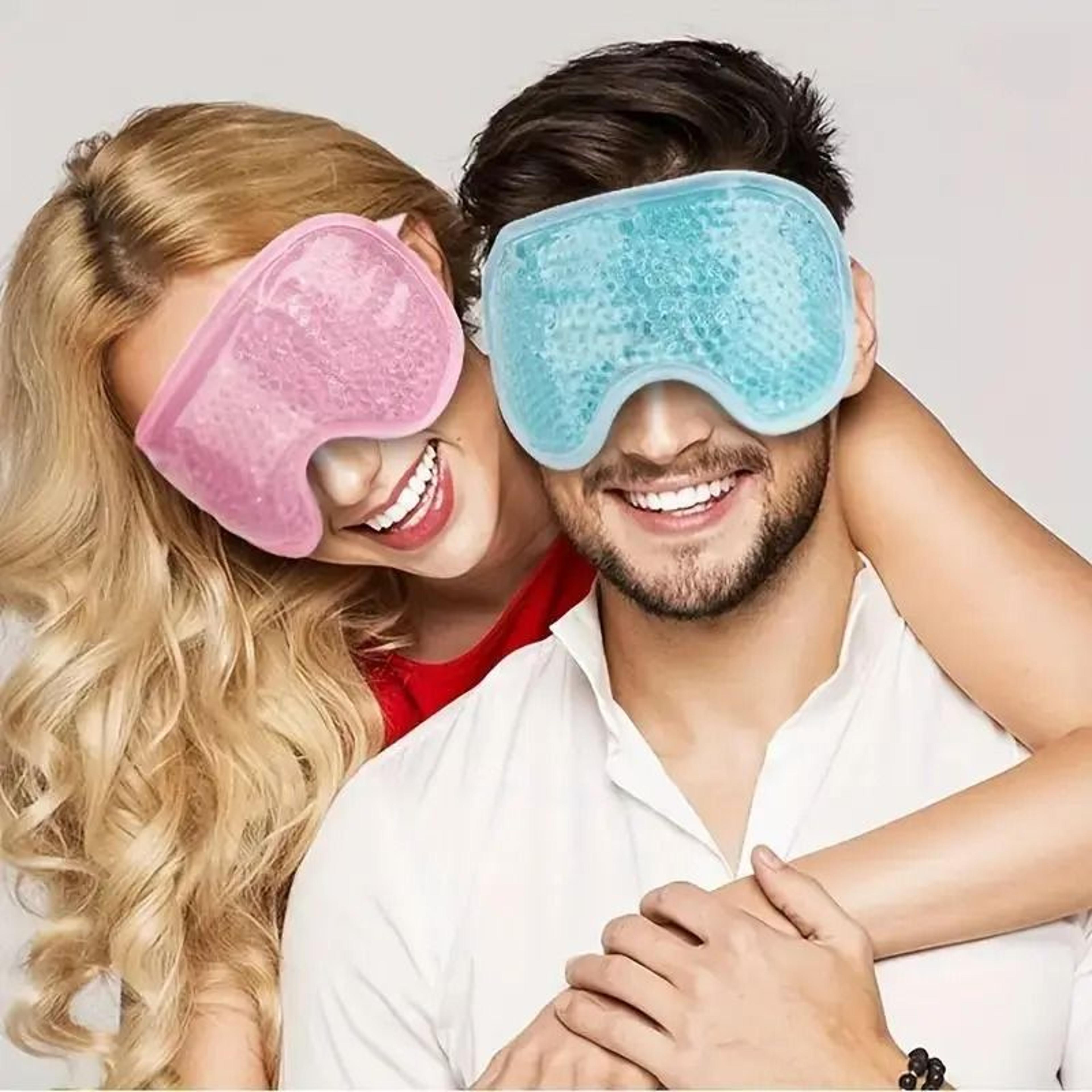 dual sided hot and cold therapy gel bead eye mask with soft plush backing
