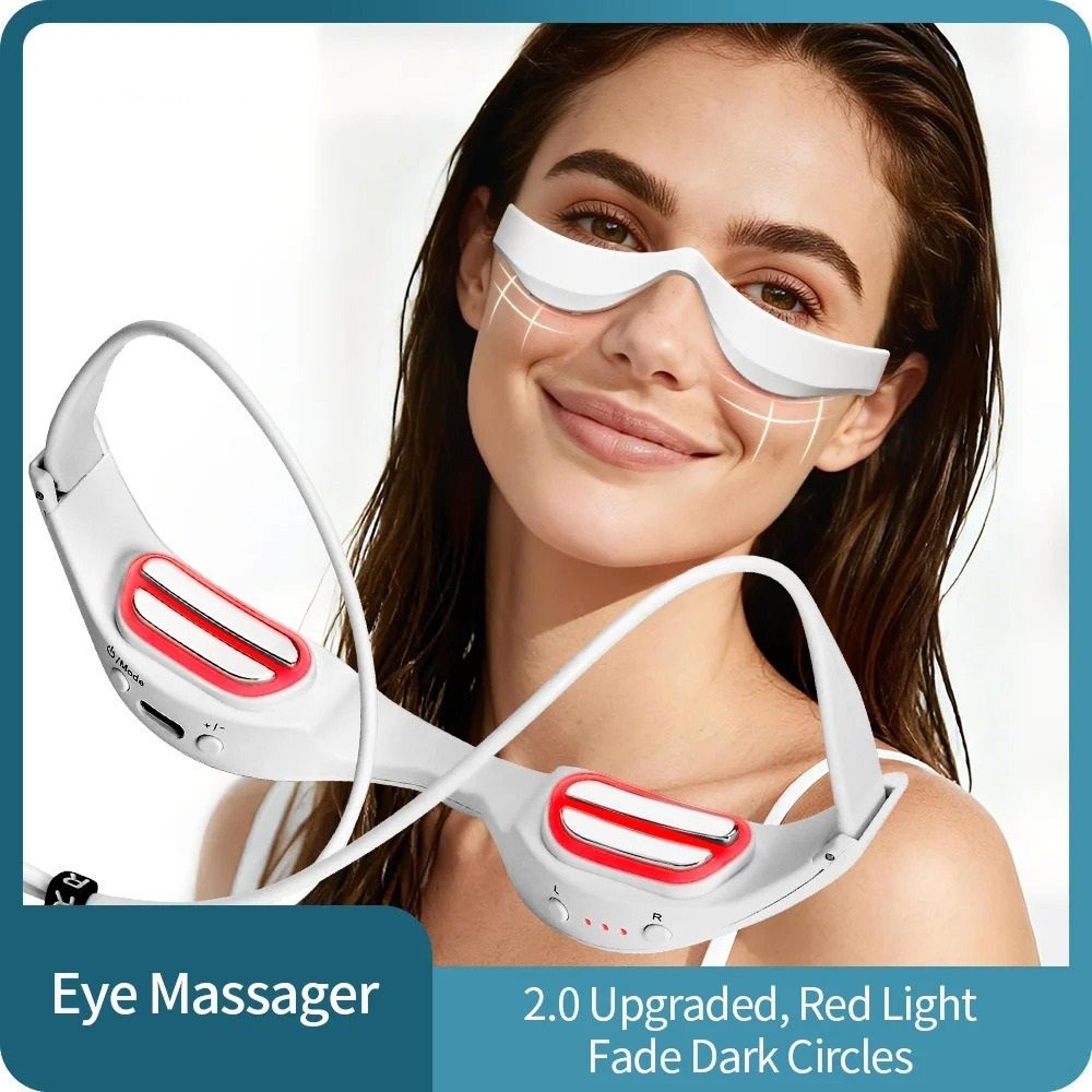 3d electric eye massage glasses with ems microcurrent and red light therapy